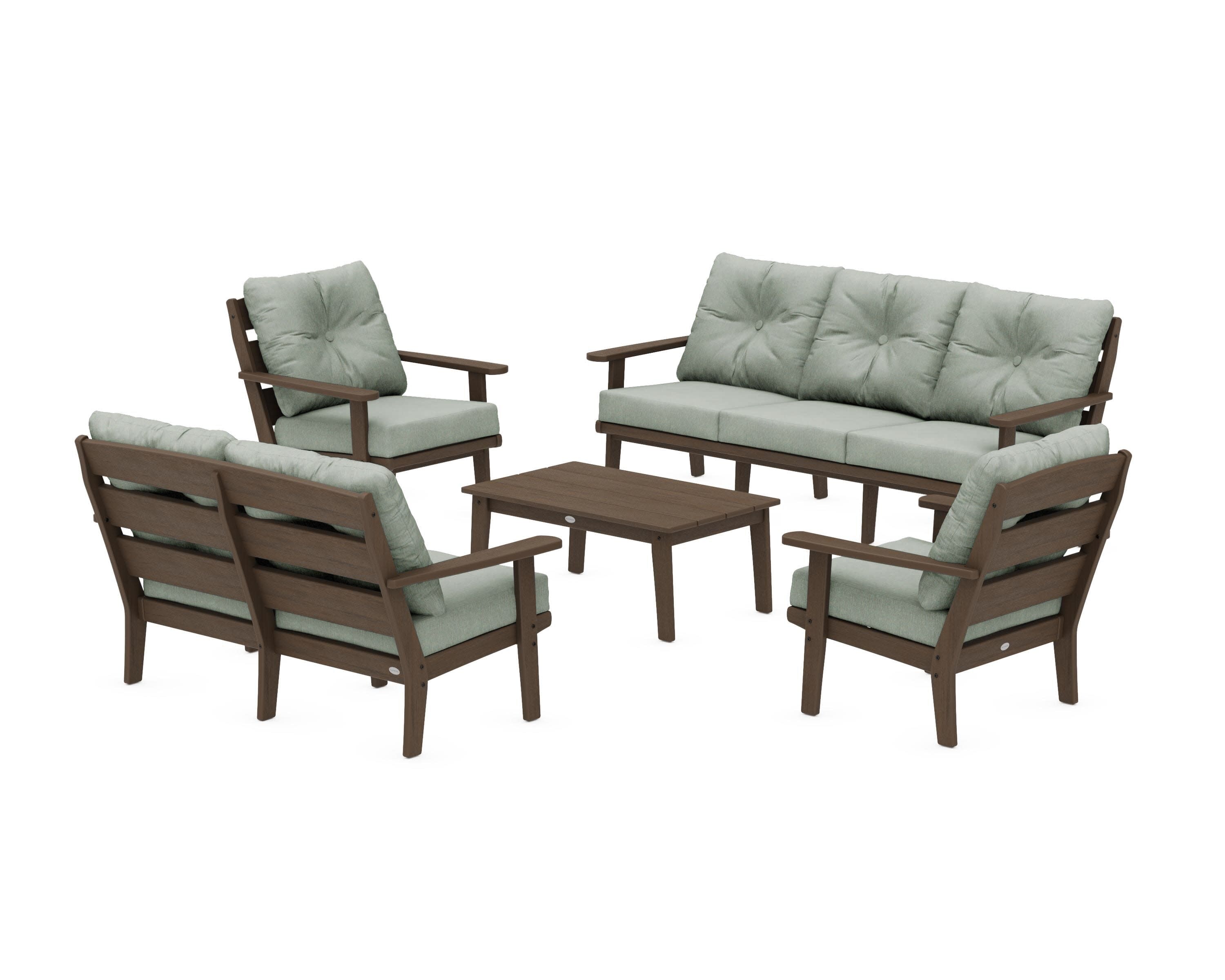Lakeside 5-Piece Lounge Sofa Set in Kona / Cast Sage