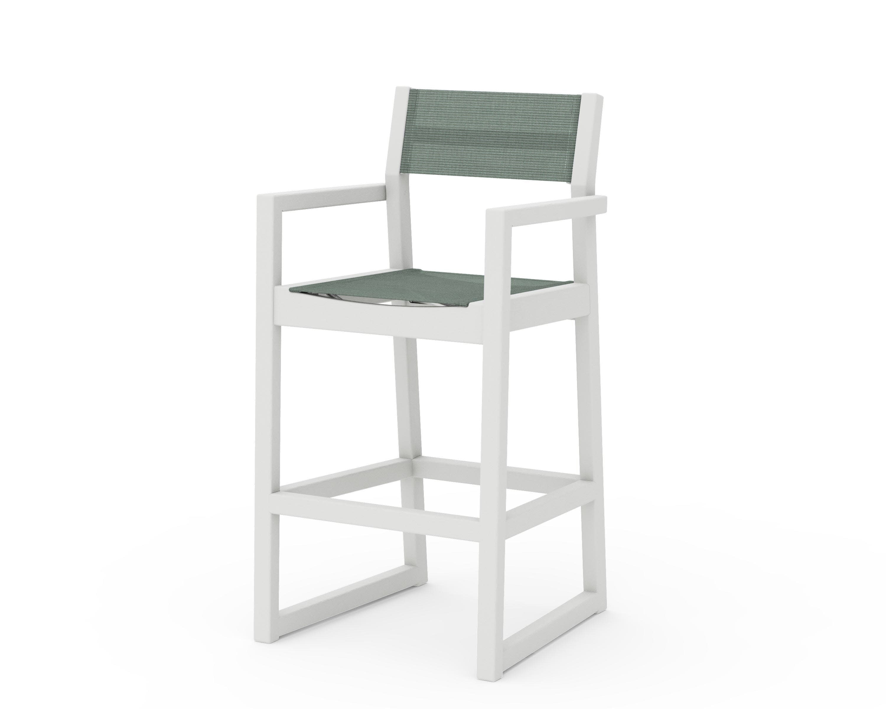 EDGE Sling Bar Arm Chair in Vintage White / Dupioni Sea Mist Sling