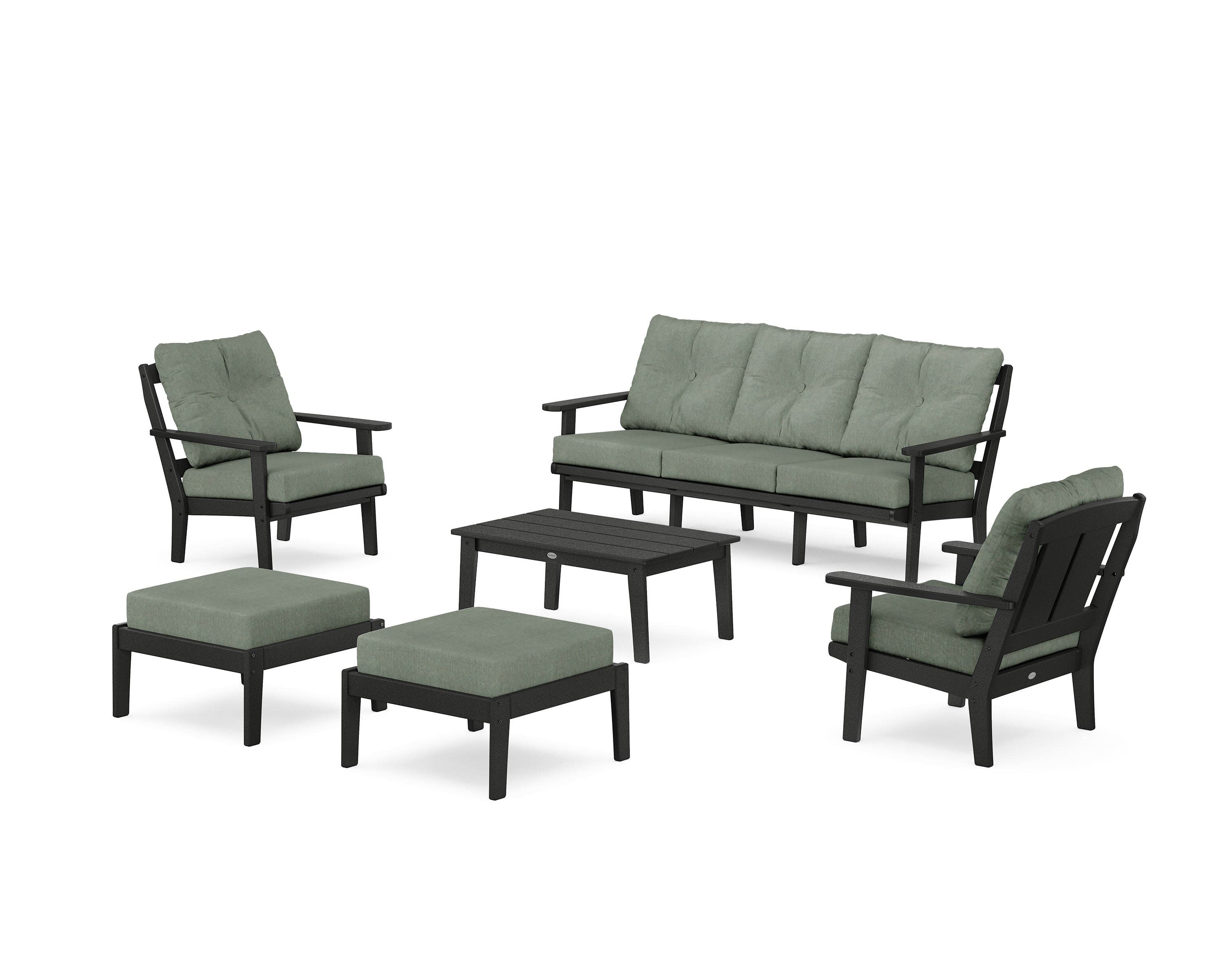 Mission 6-Piece Lounge Sofa Set in Black / Cast Sage