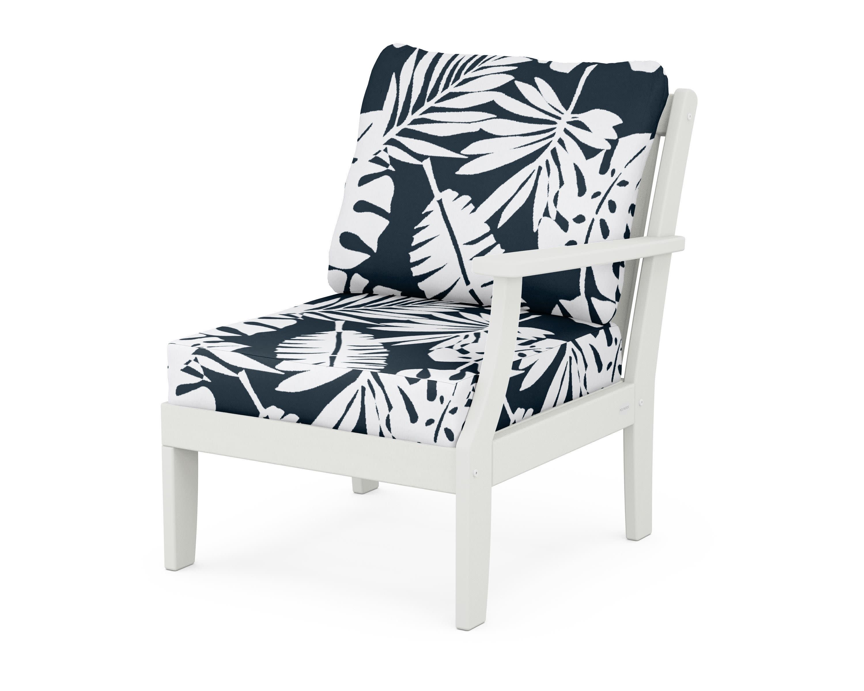Braxton Modular Right Arm Chair in Vintage White / Leaf Marine Indigo