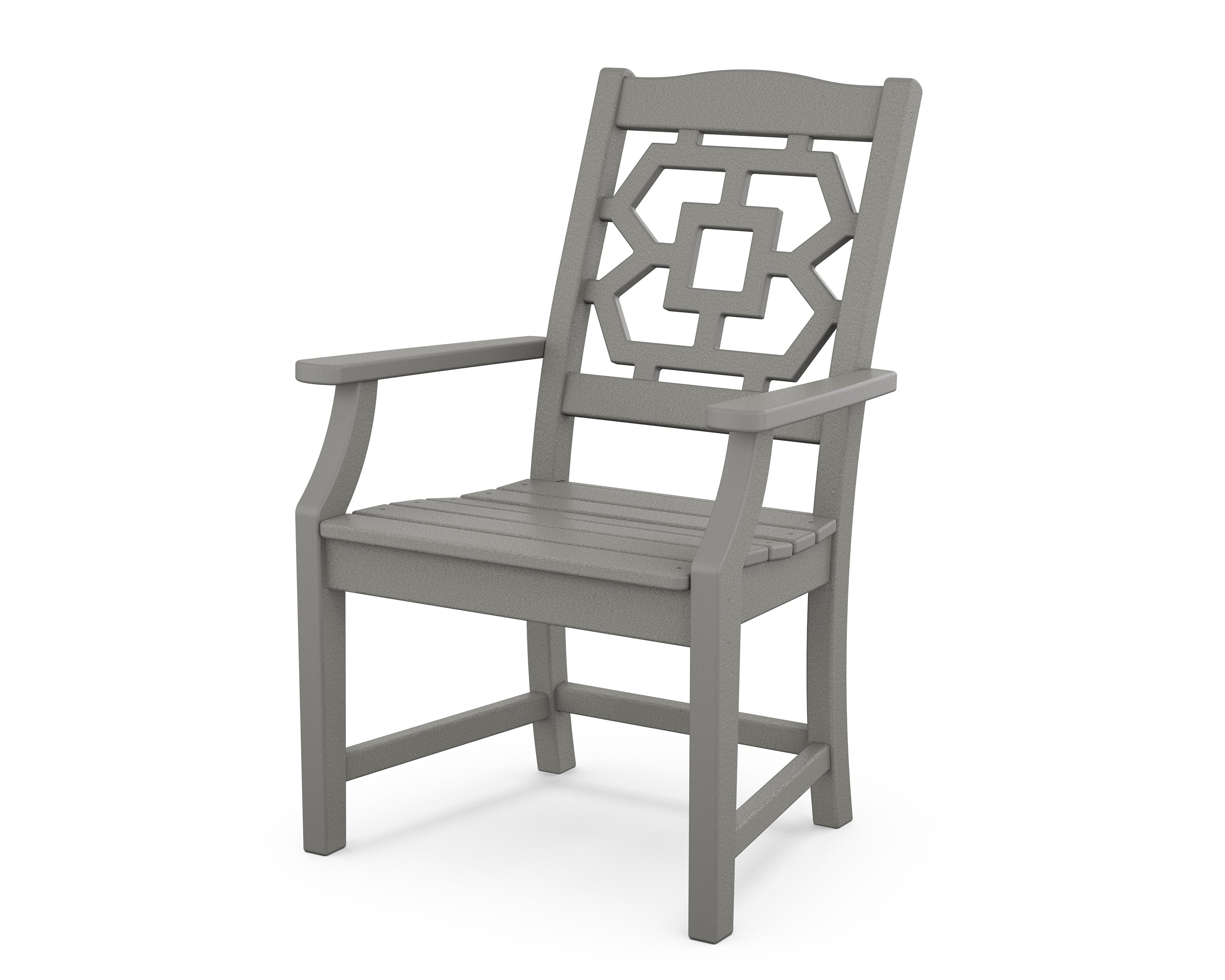 Chinoiserie Dining Arm Chair in Slate Grey