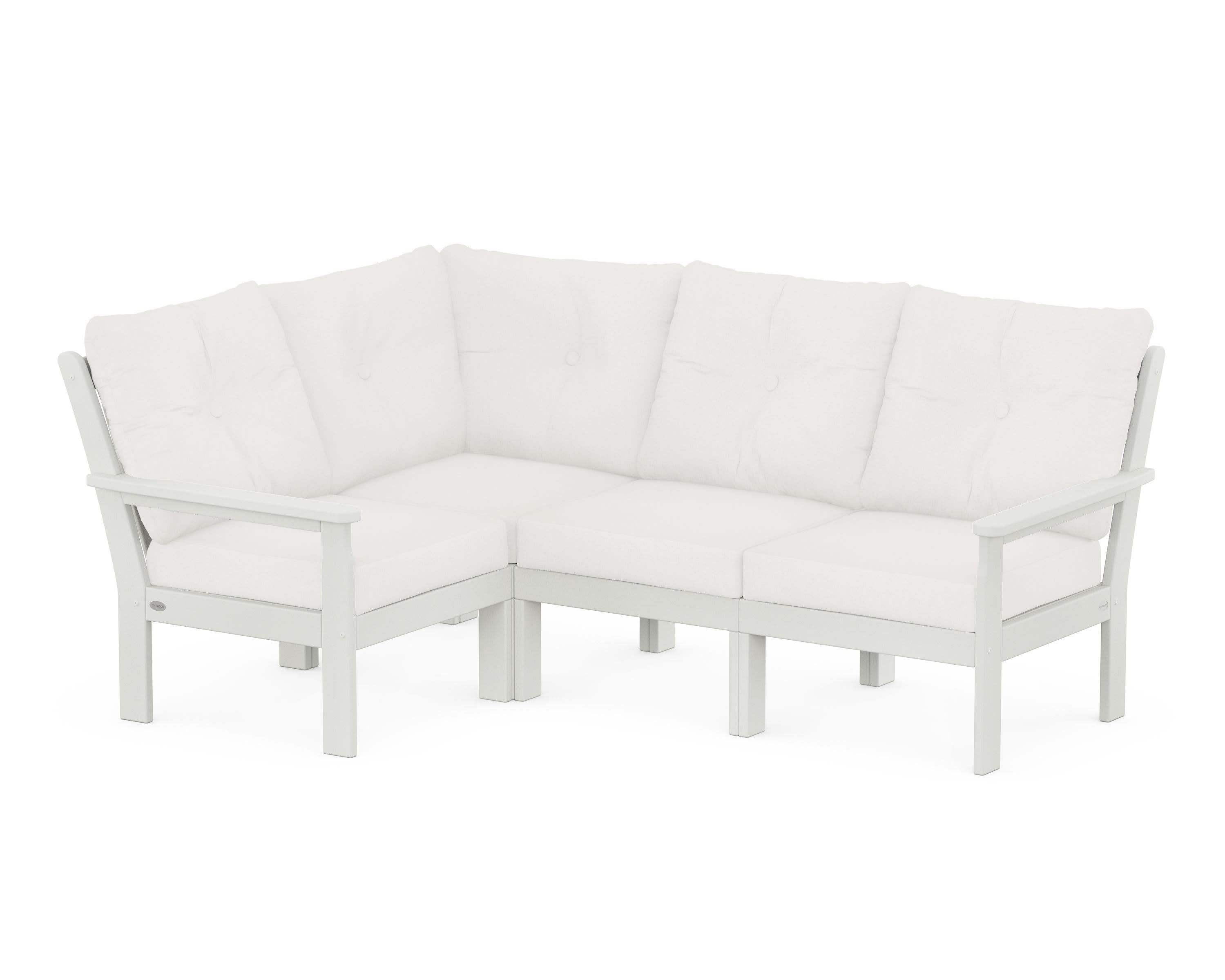 Vineyard 4-Piece Sectional in Vintage White / Natural Linen