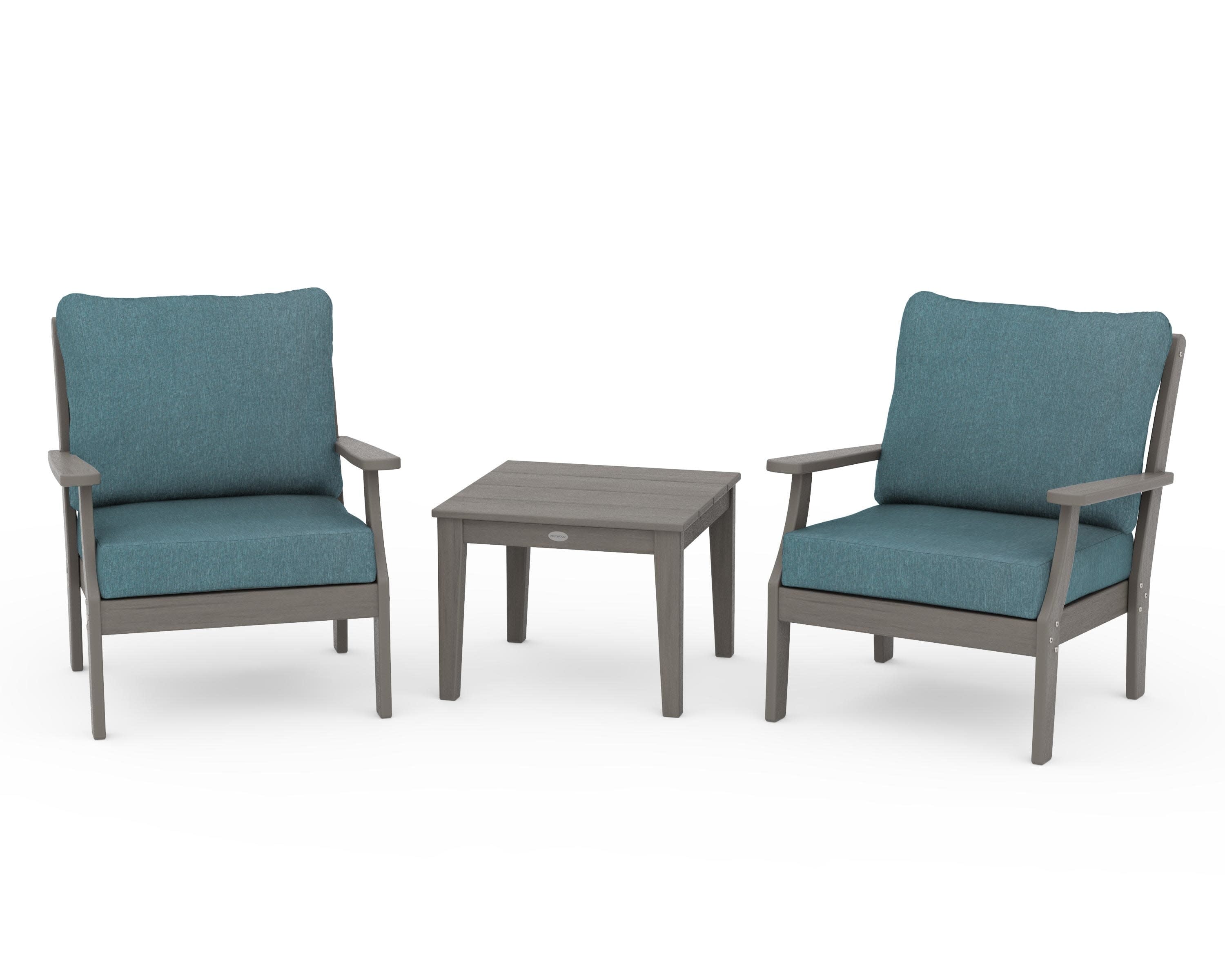 Braxton 3-Piece Deep Seating Set in Driftwood / Ocean Teal