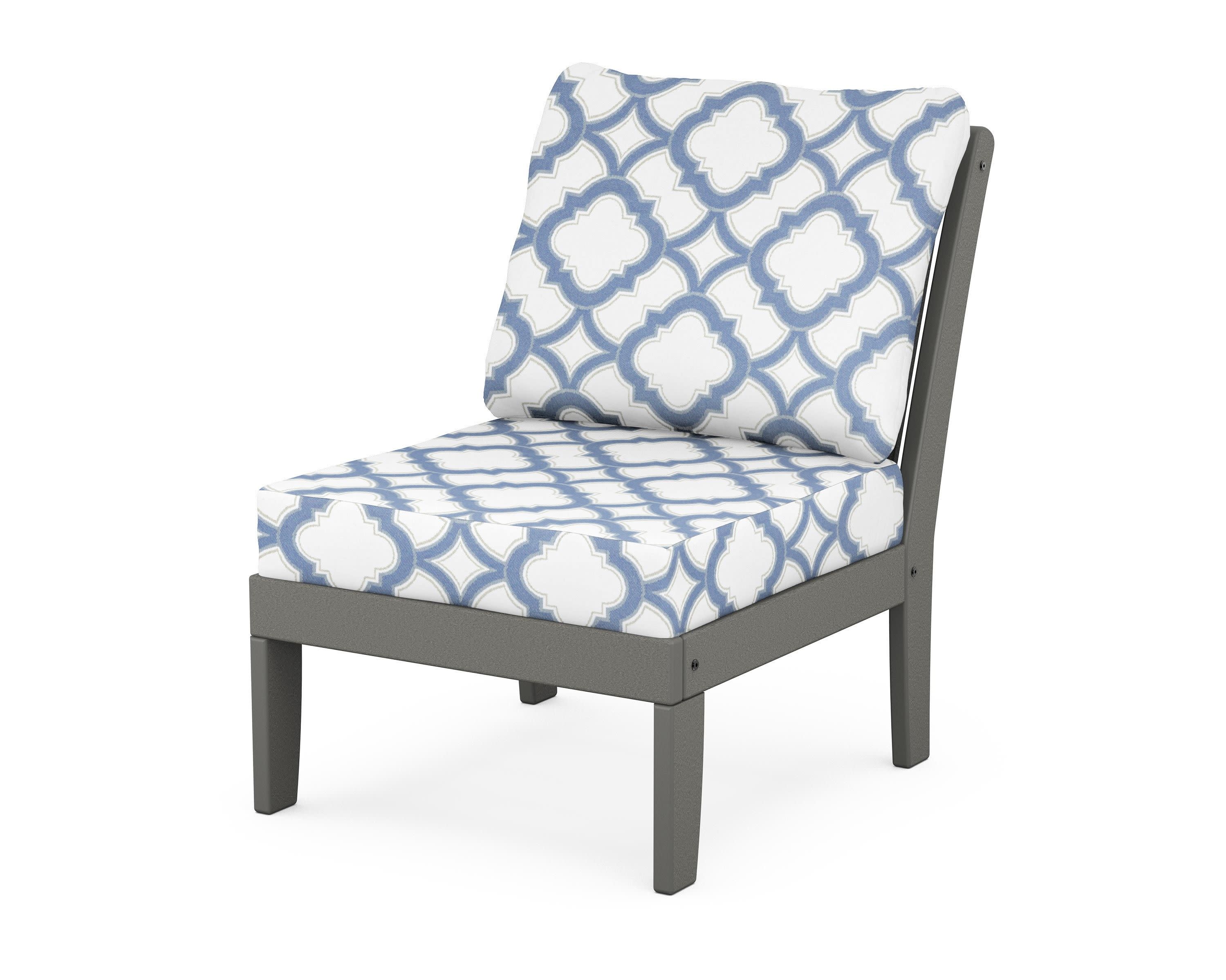 Braxton Modular Armless Chair in Slate Grey / Trellis Sky Blue