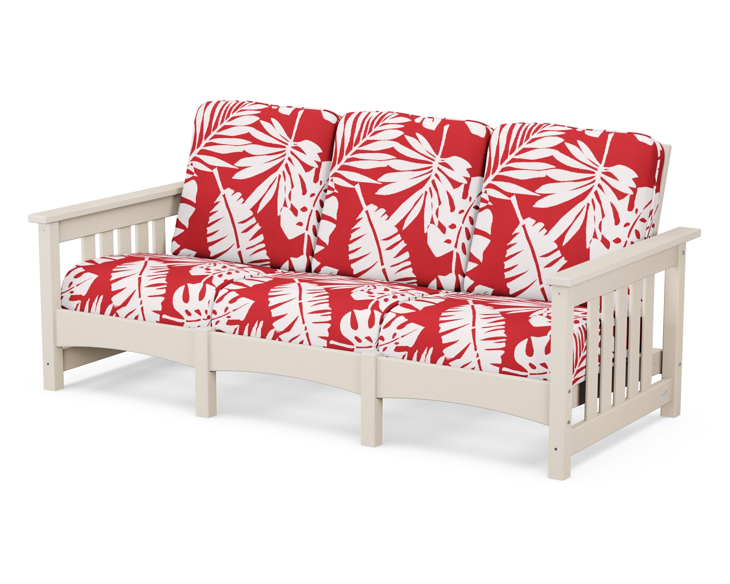 Club Mission Sofa in Sand / Leaf Crimson