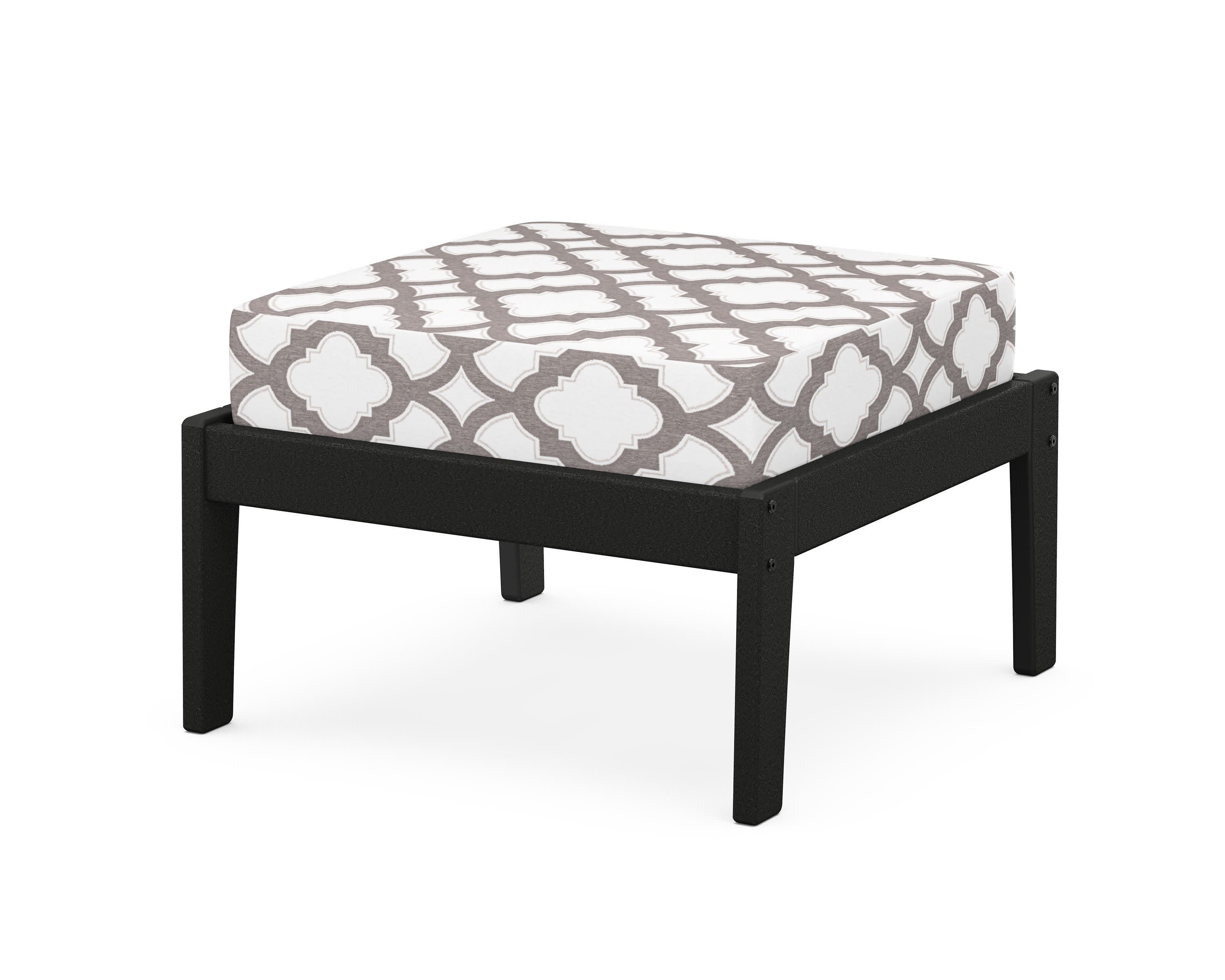 Deep Seating Ottoman in Black / Trellis Grey Mist
