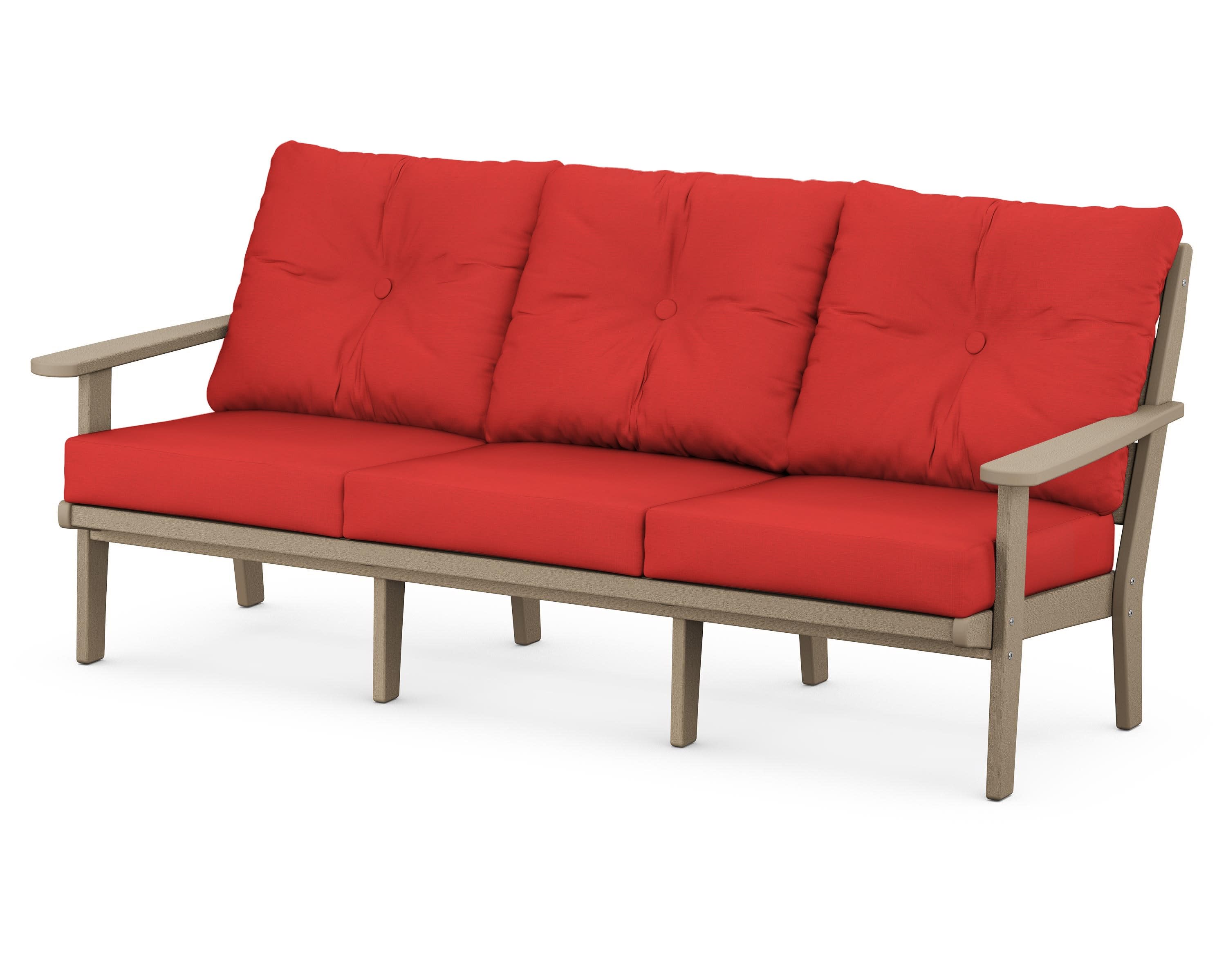 Lakeside Deep Seating Sofa in Vintage Sahara / Crimson Linen