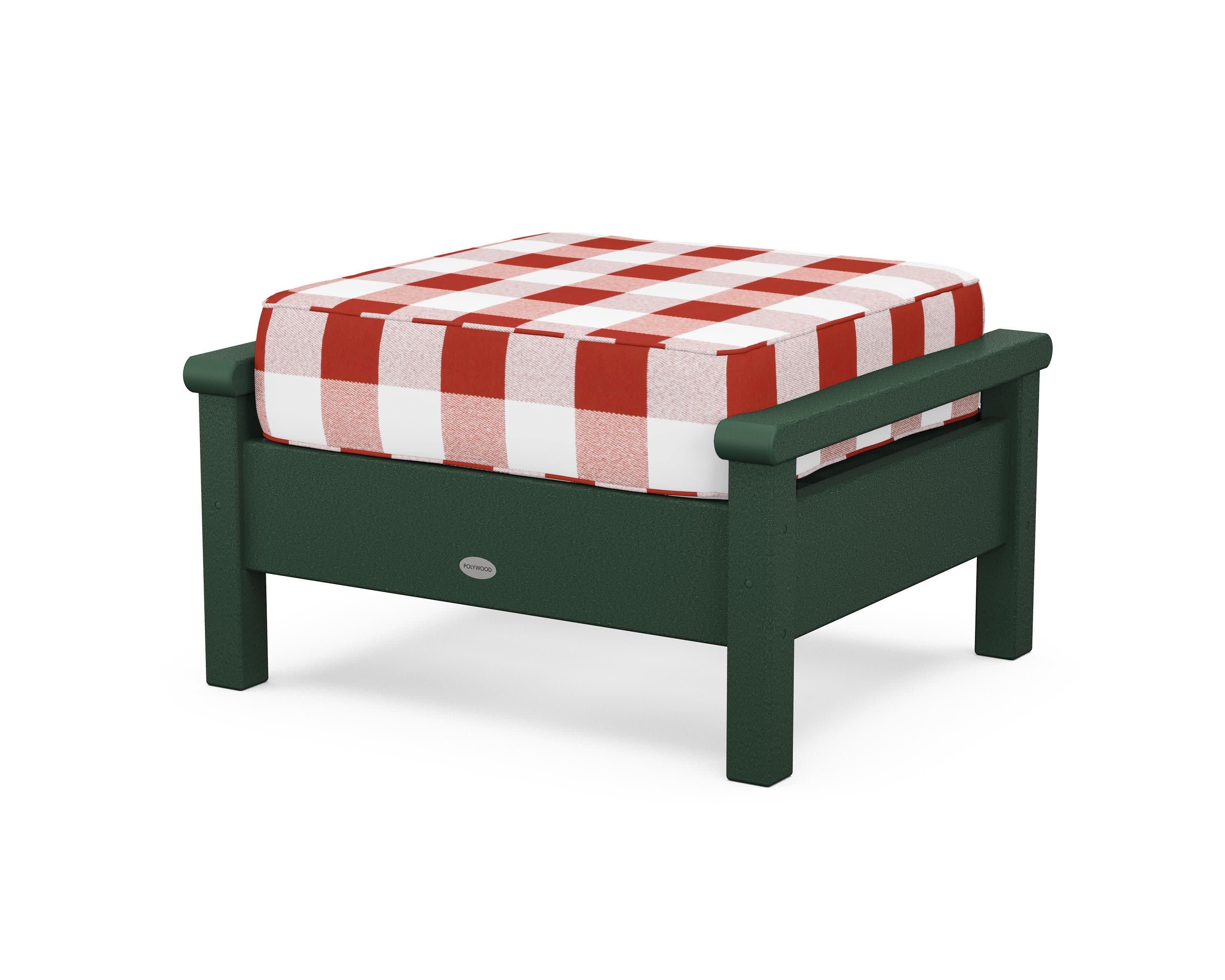 Harbour Deep Seating Ottoman in Green / Buffalo Plaid Crimson