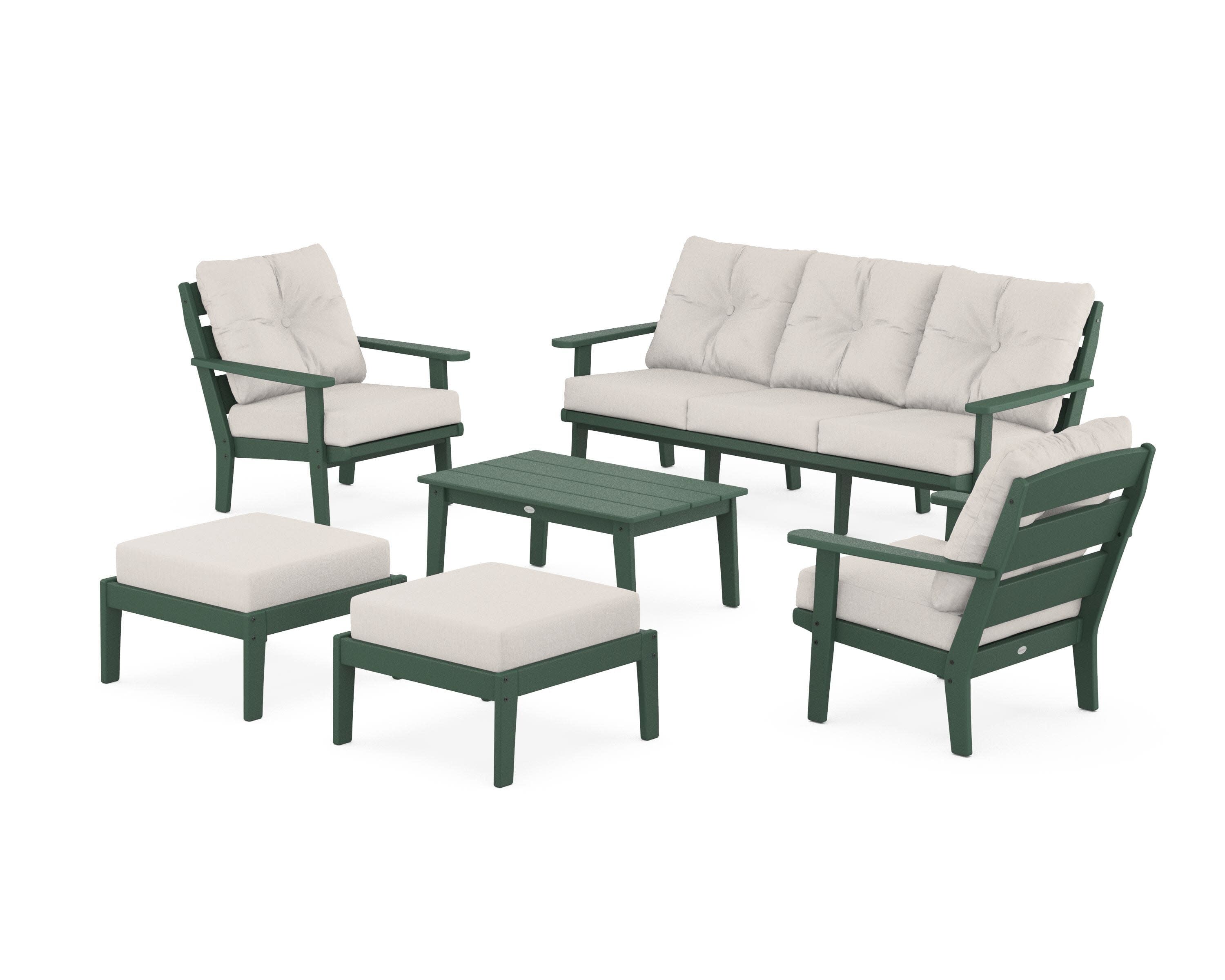 Lakeside 6-Piece Lounge Sofa Set in Green / Cast Ash