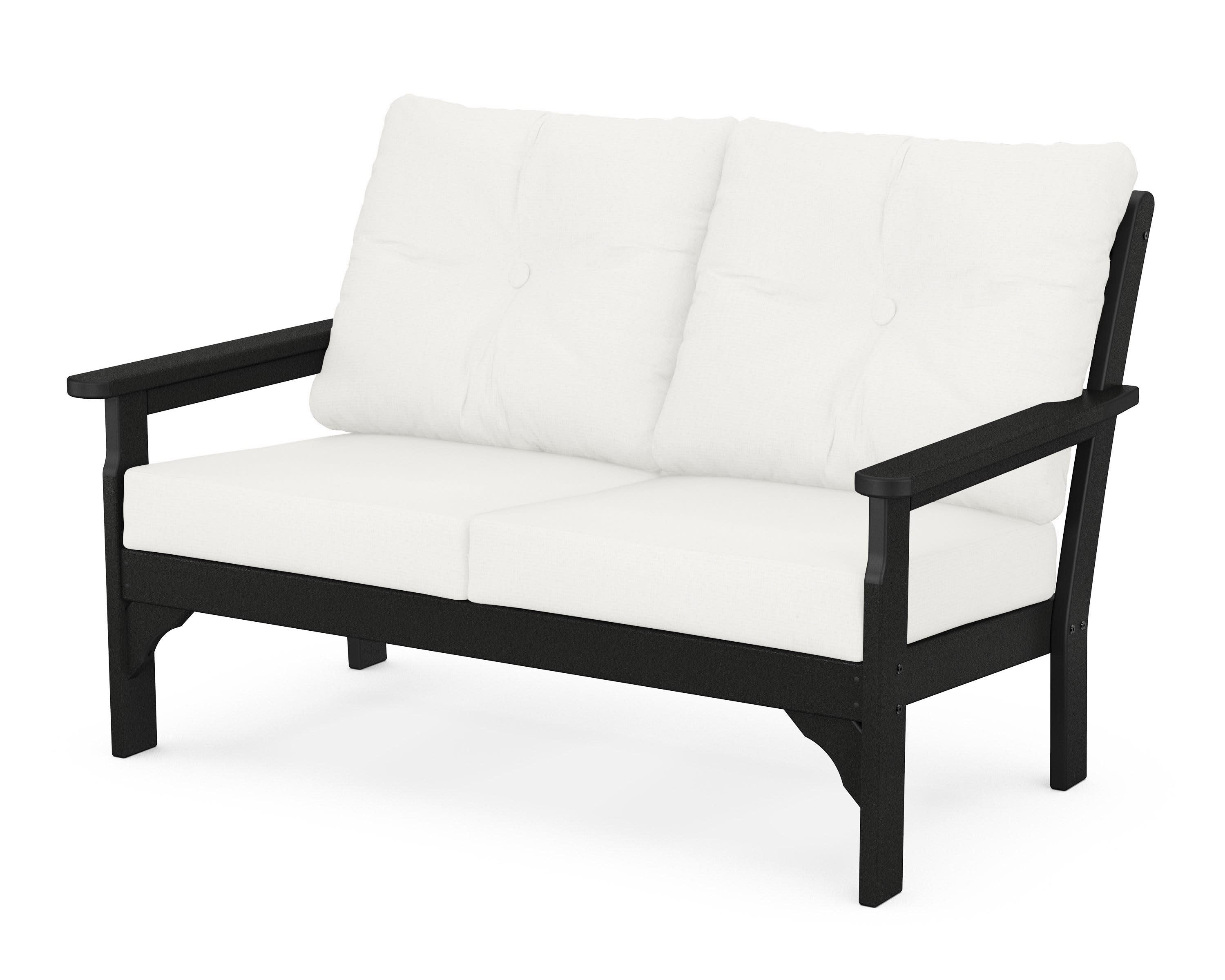 Vineyard Deep Seating Loveseat in Black / Natural Linen