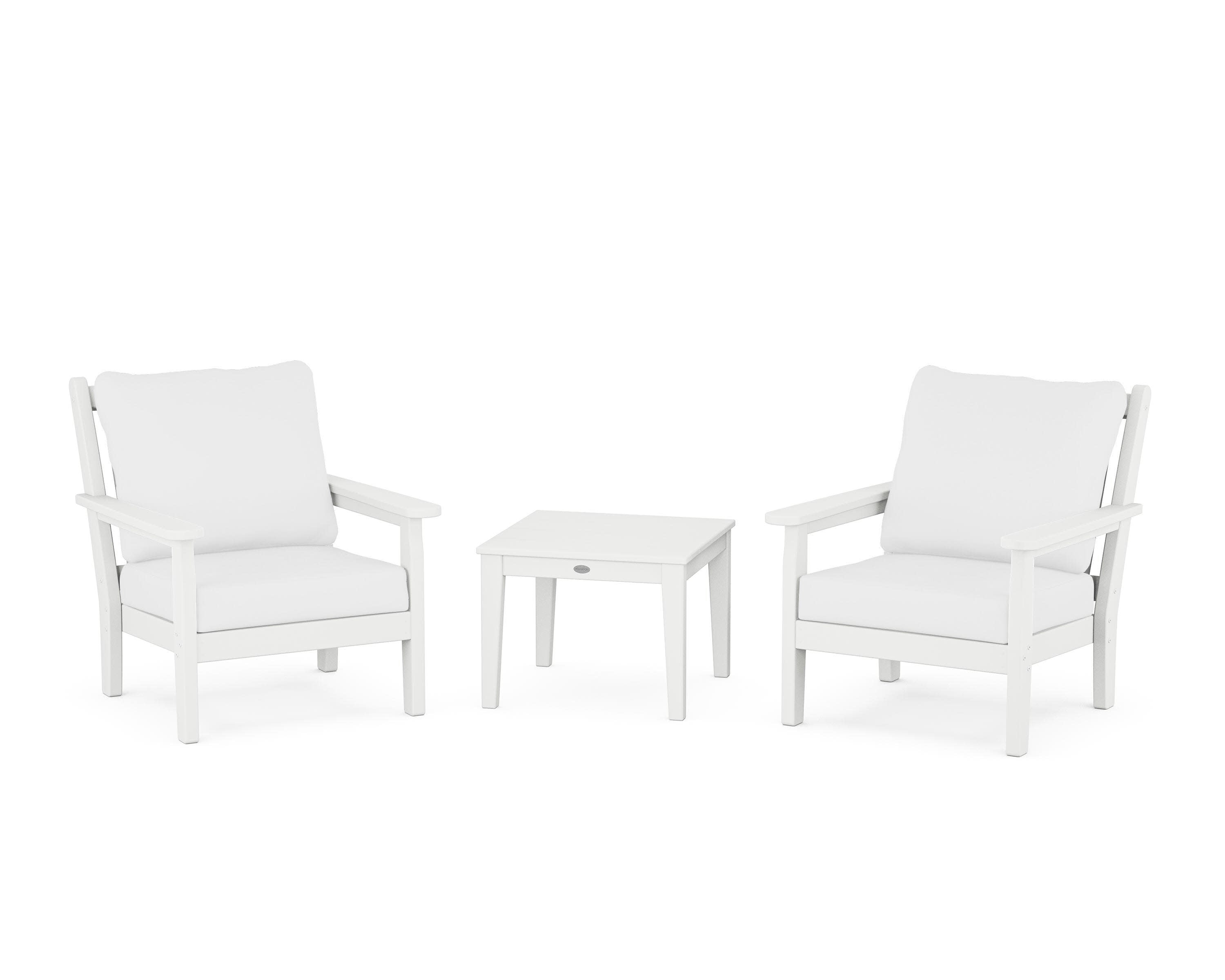 Chippendale 3-Piece Deep Seating Set in White / Natural