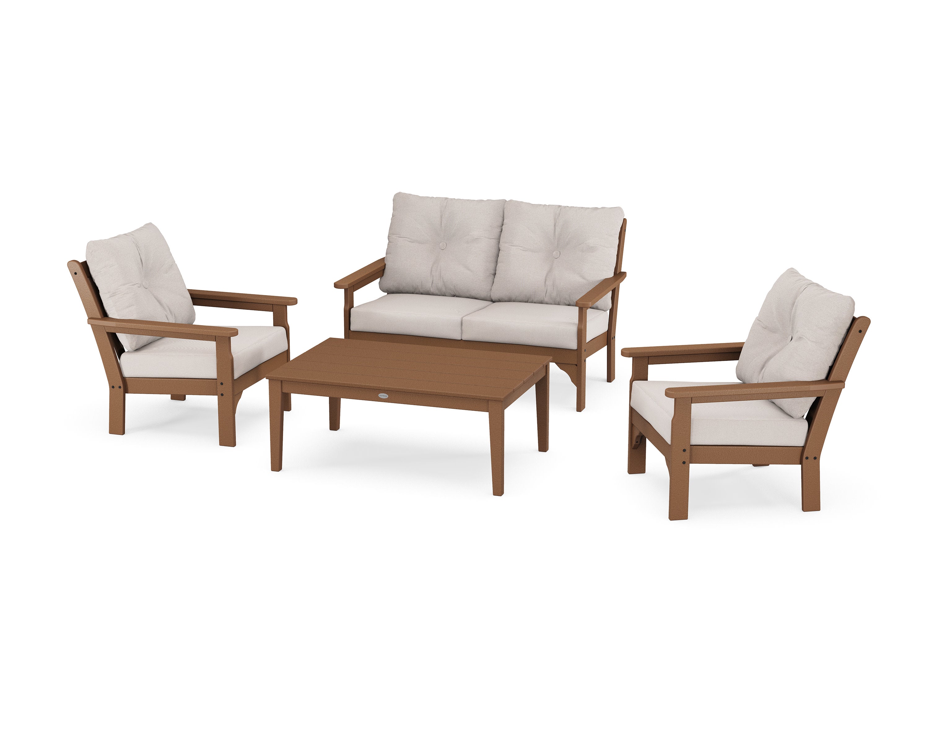 Vineyard 4-Piece Deep Seating Set in Teak / Dune Burlap