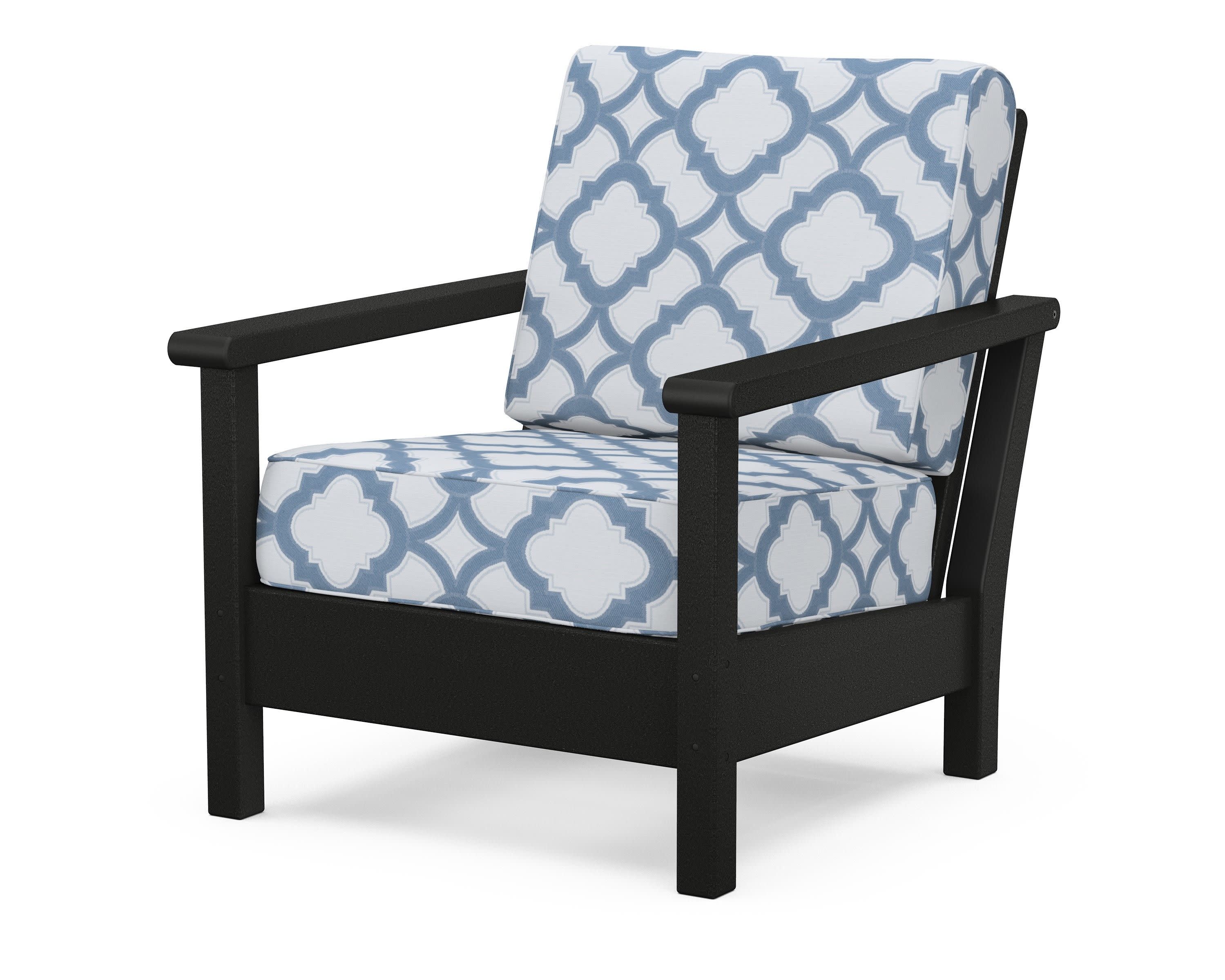 Harbour Deep Seating Chair in Black / Trellis Sky Blue