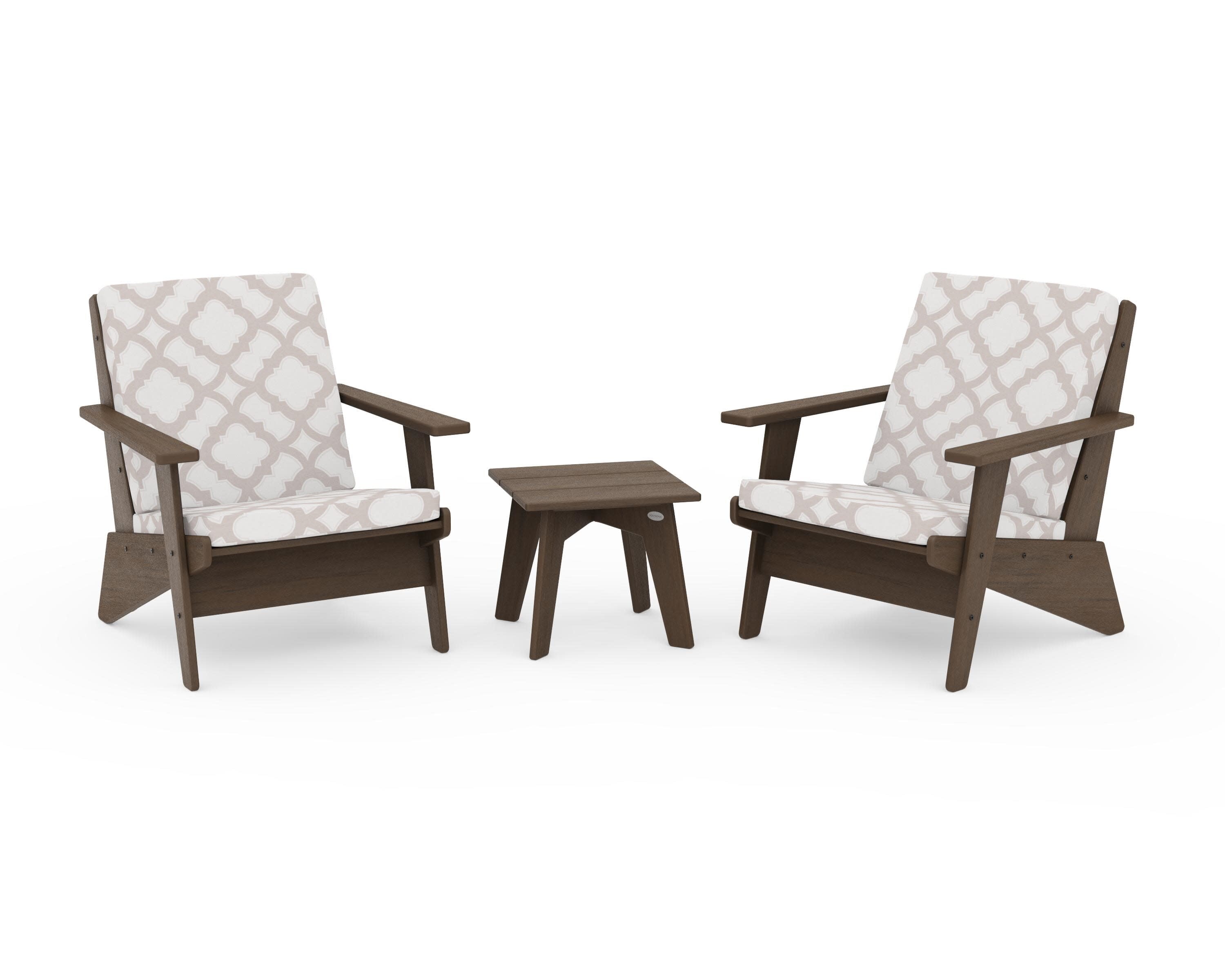 Riviera Modern Lounge 3-Piece Set in Kona / Trellis Dune Burlap