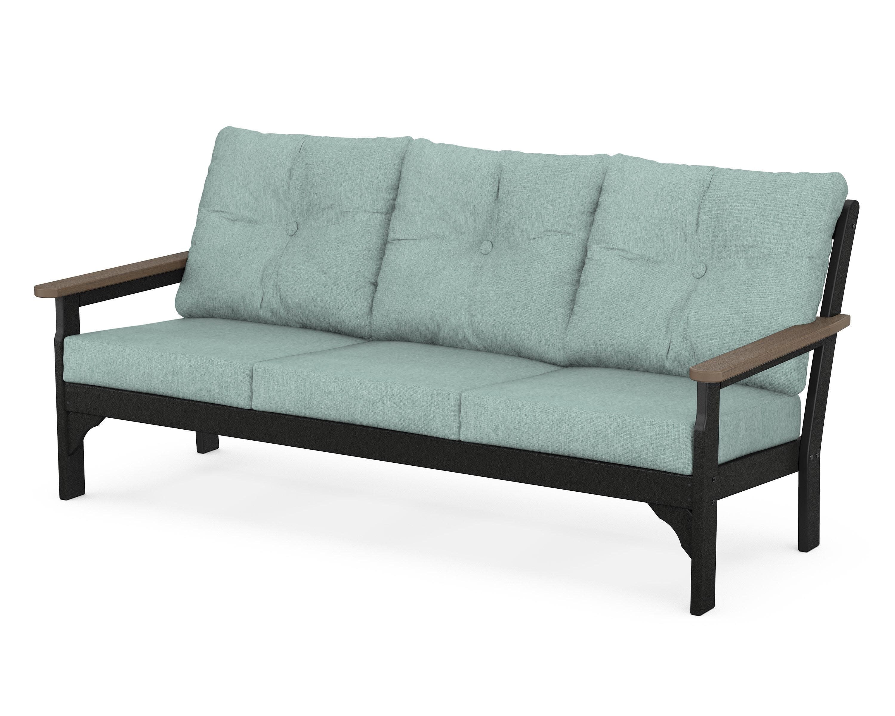 Vineyard Deep Seating Sofa in Black / Kona / Glacier Spa