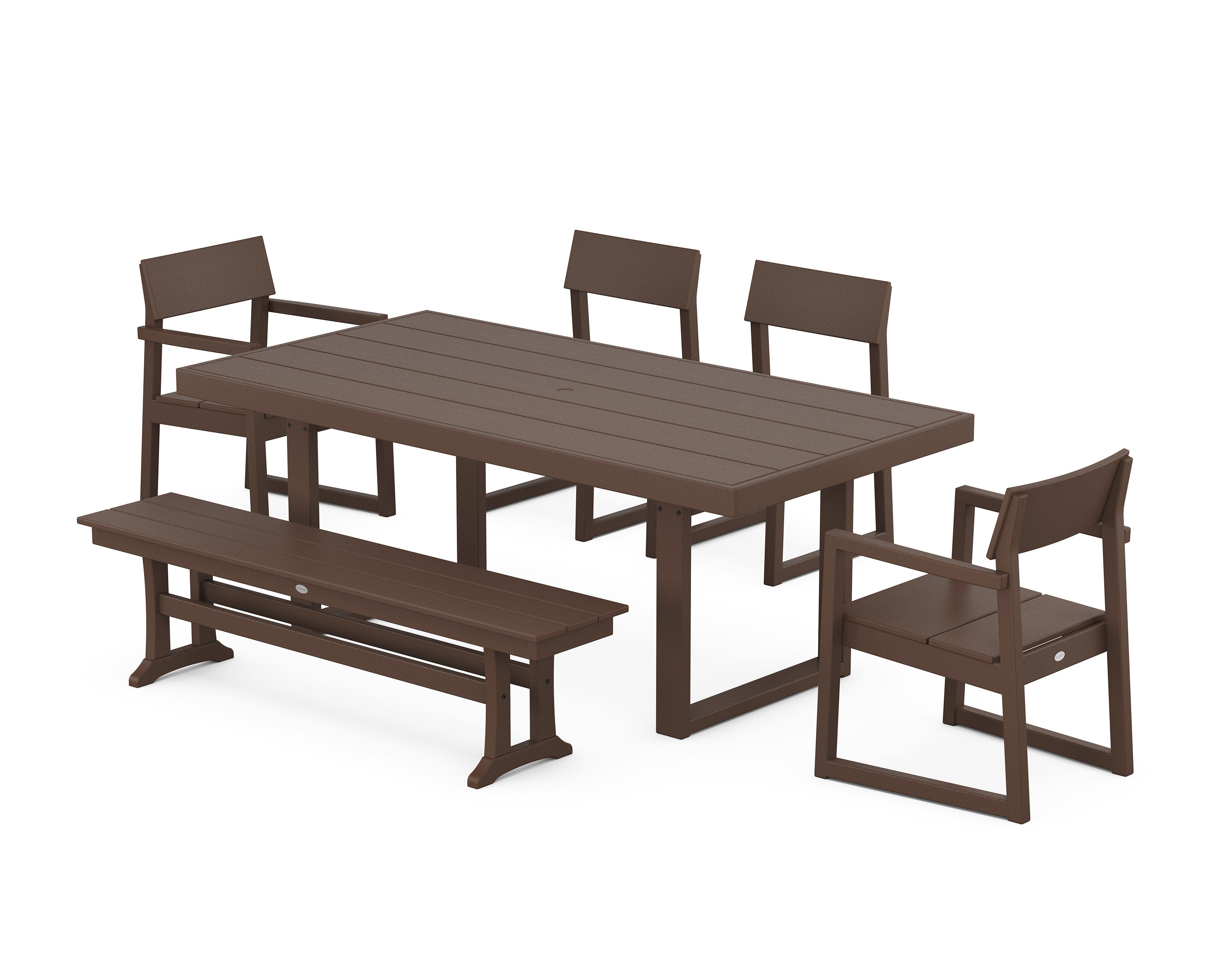 EDGE 6-Piece Dining Set with Bench in Mahogany