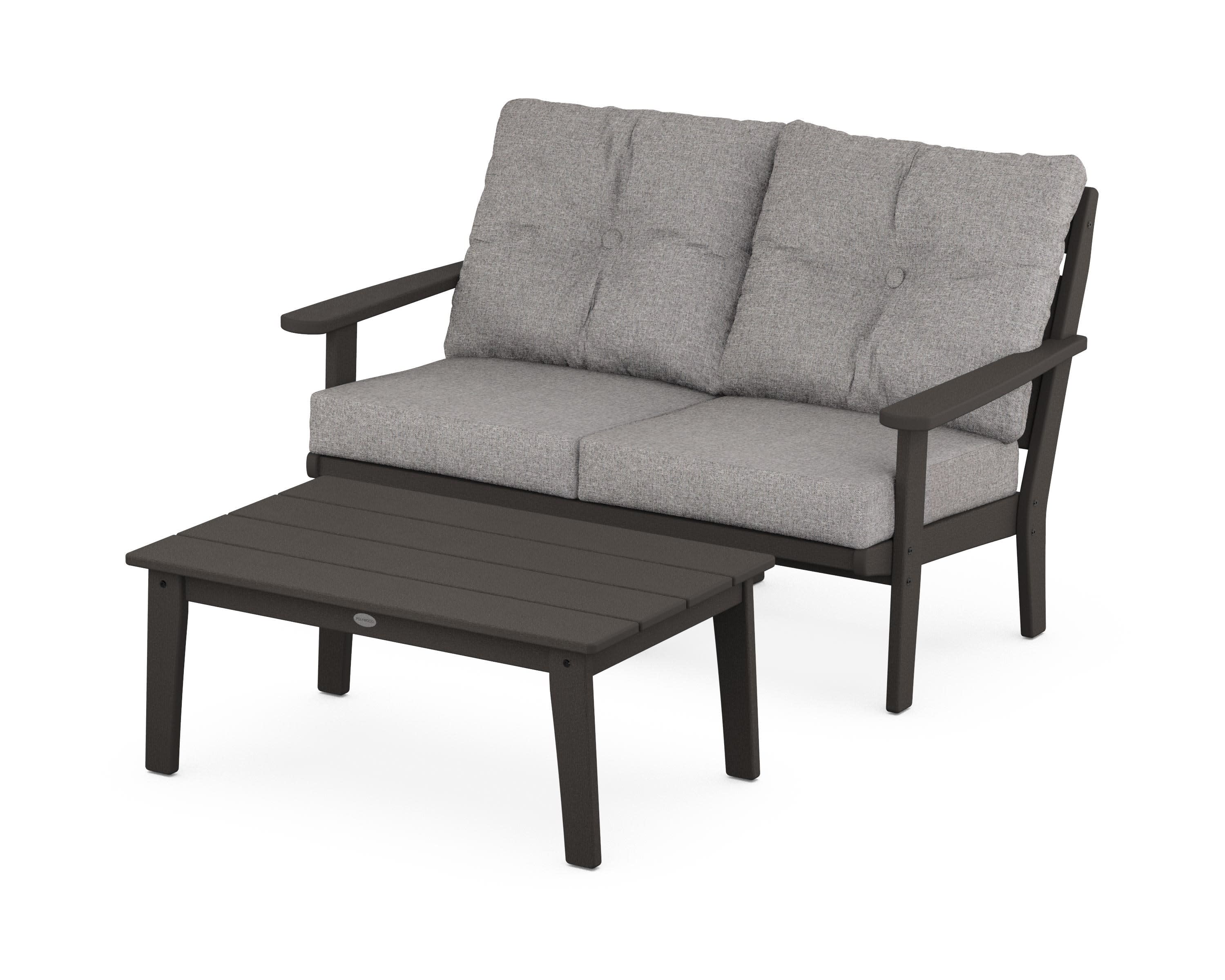 Lakeside 2-Piece Lounge Loveseat Set in Vintage Coffee / Grey Mist