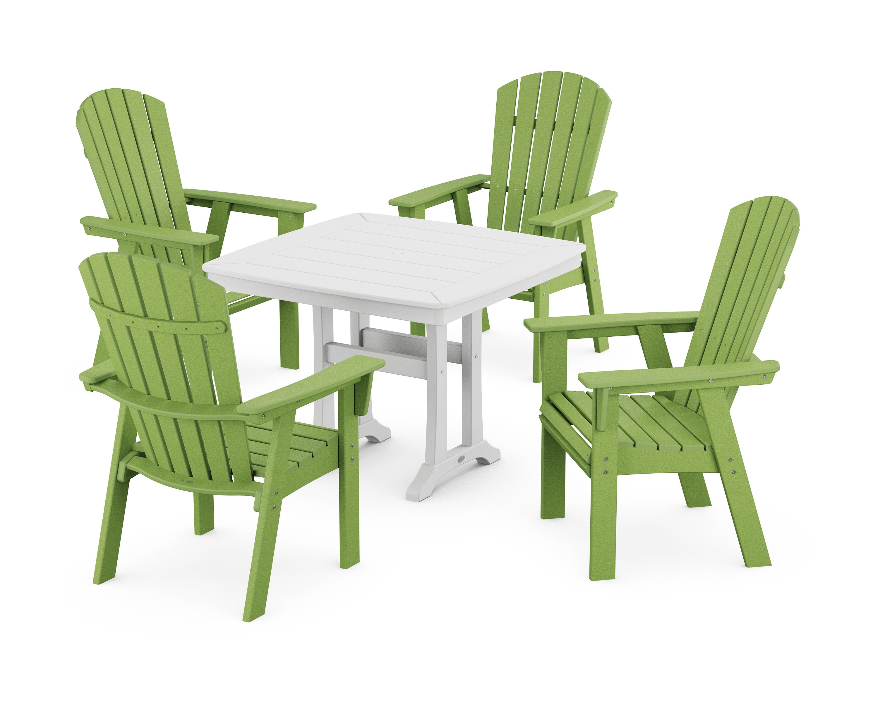 Nautical Adirondack 5-Piece Dining Set with Trestle Legs in Lime / White