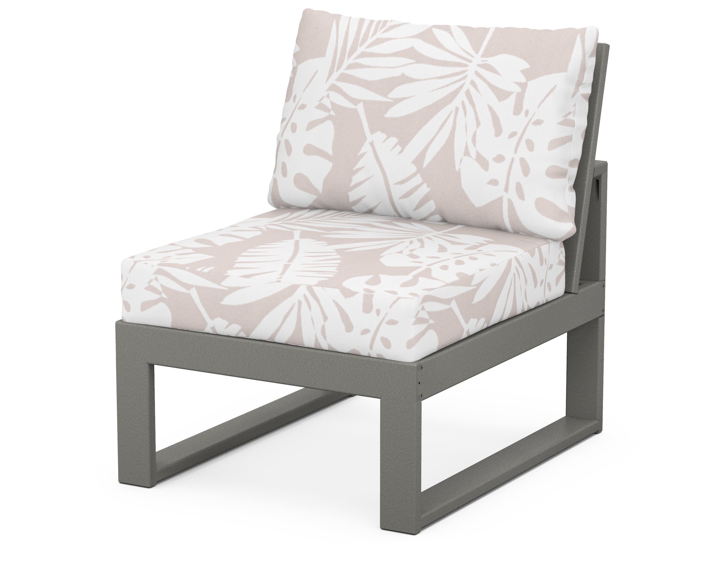 Modular Armless Chair in Slate Grey / Leaf Dune Burlap