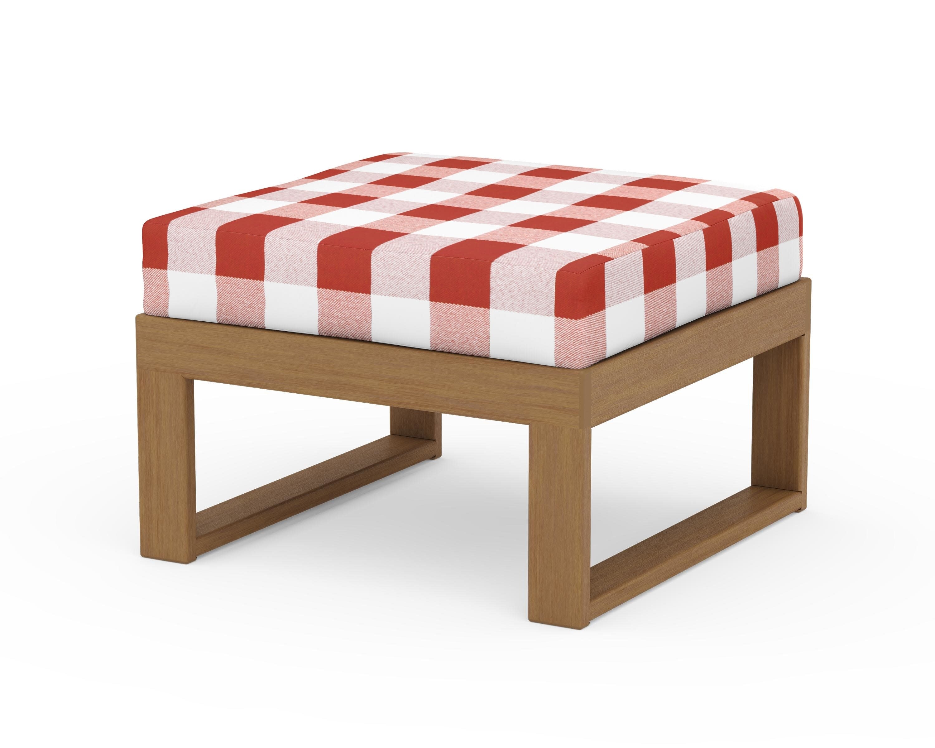 Modular Ottoman - Modern in Natural / Buffalo Plaid Crimson