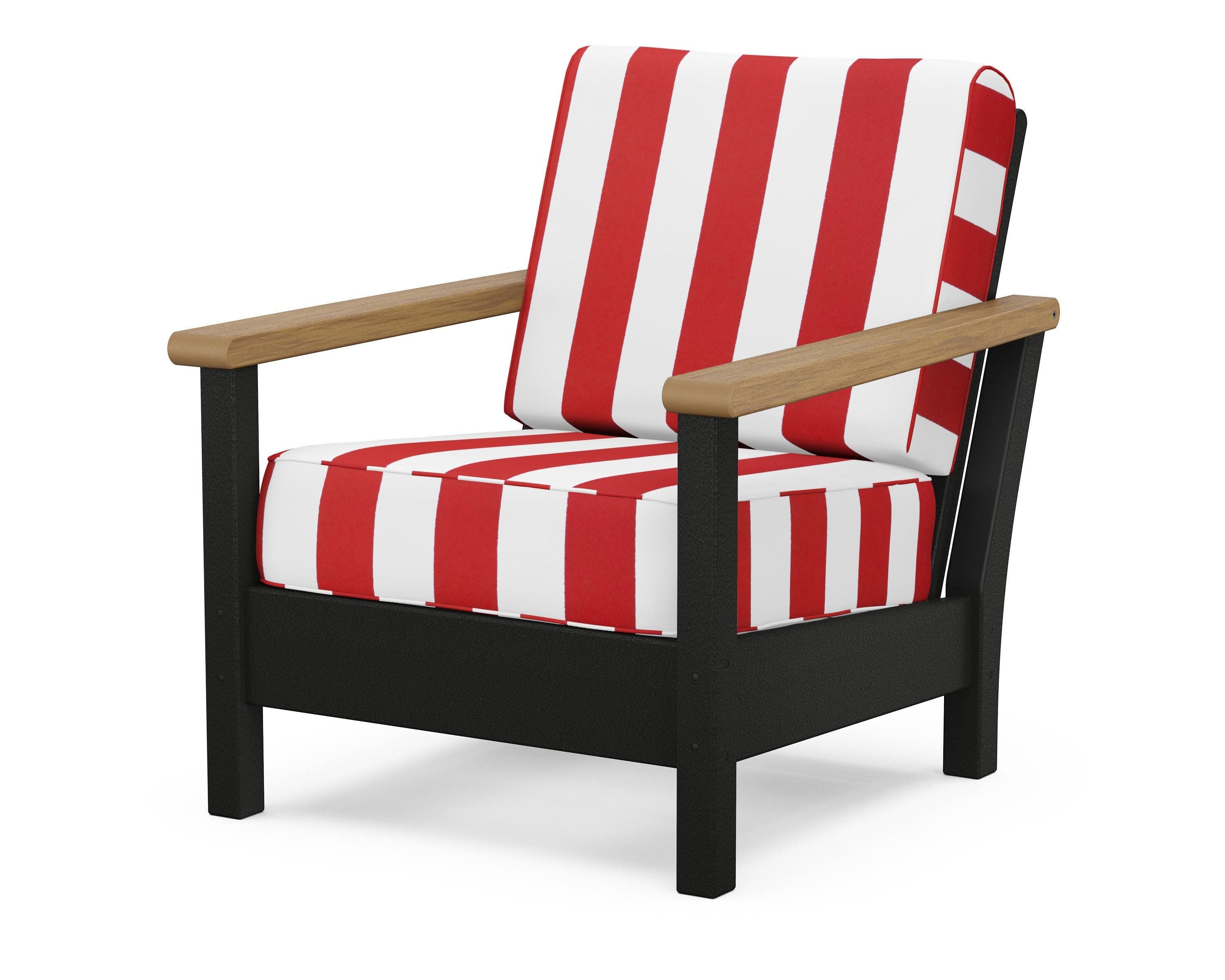 Harbour Deep Seating Chair in Black / Natural / Cabana Stripe Crimson