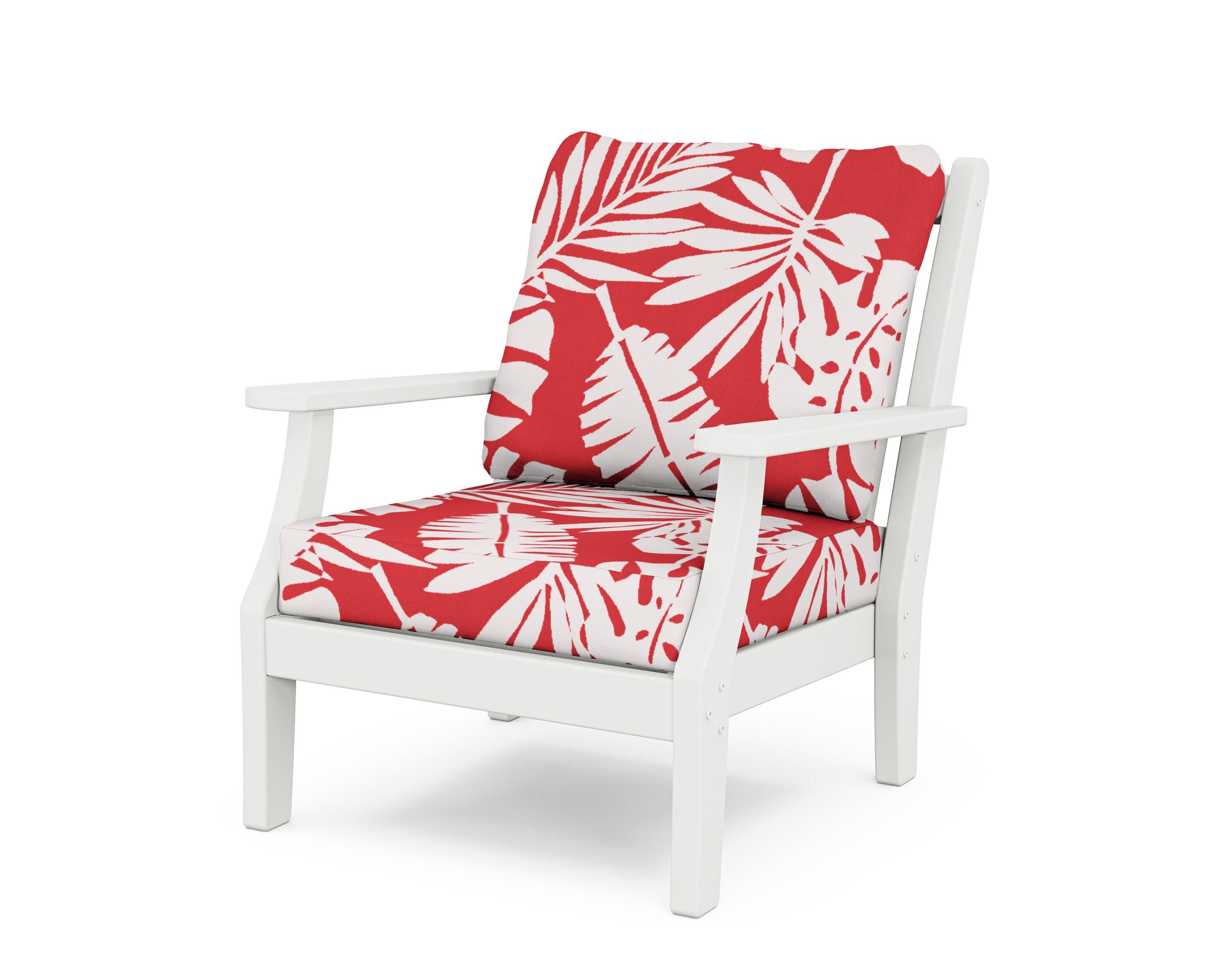 Wovendale Deep Seating Chair in White / Leaf Crimson