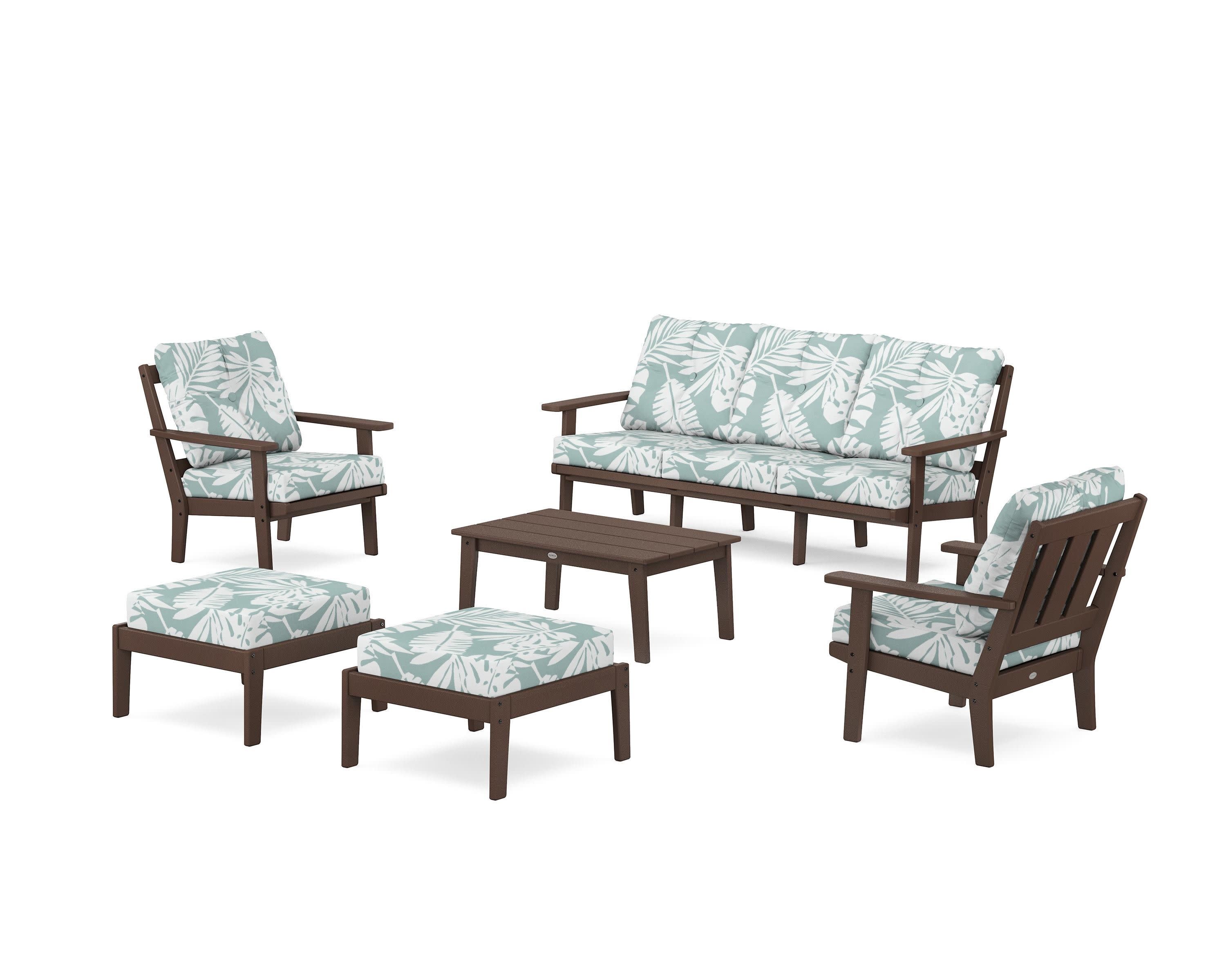Oxford 6-Piece Lounge Sofa Set in Mahogany / Leaf Glacier Spa