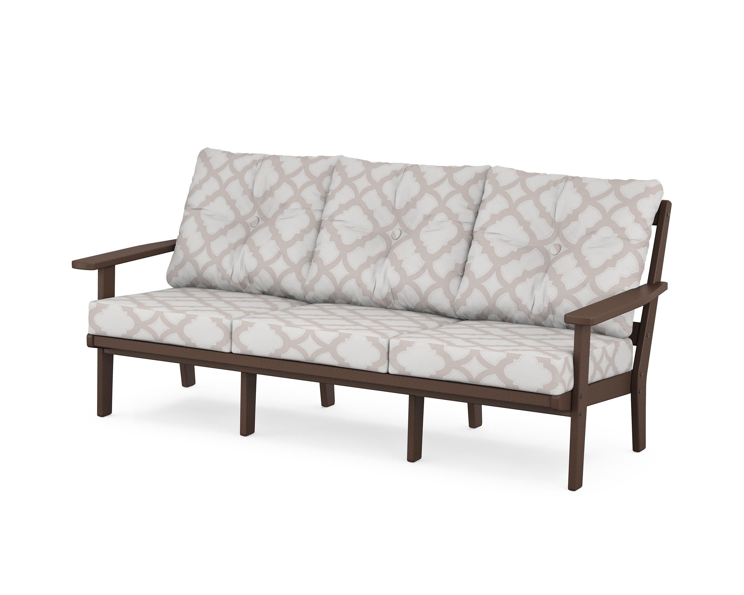 Oxford Deep Seating Sofa in Mahogany / Trellis Dune Burlap