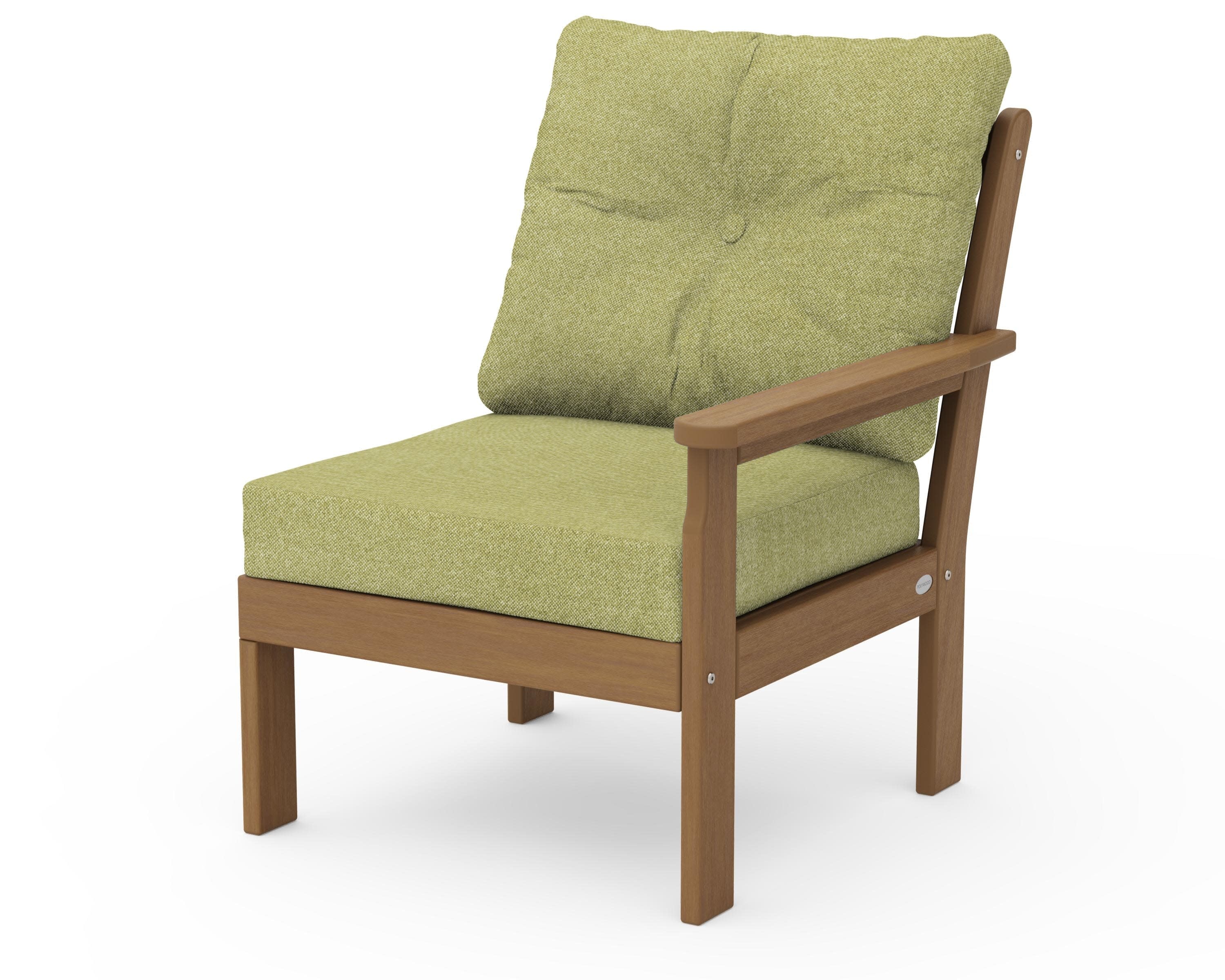 Vineyard Modular Right Arm Chair in Natural / Chartreuse Boucle