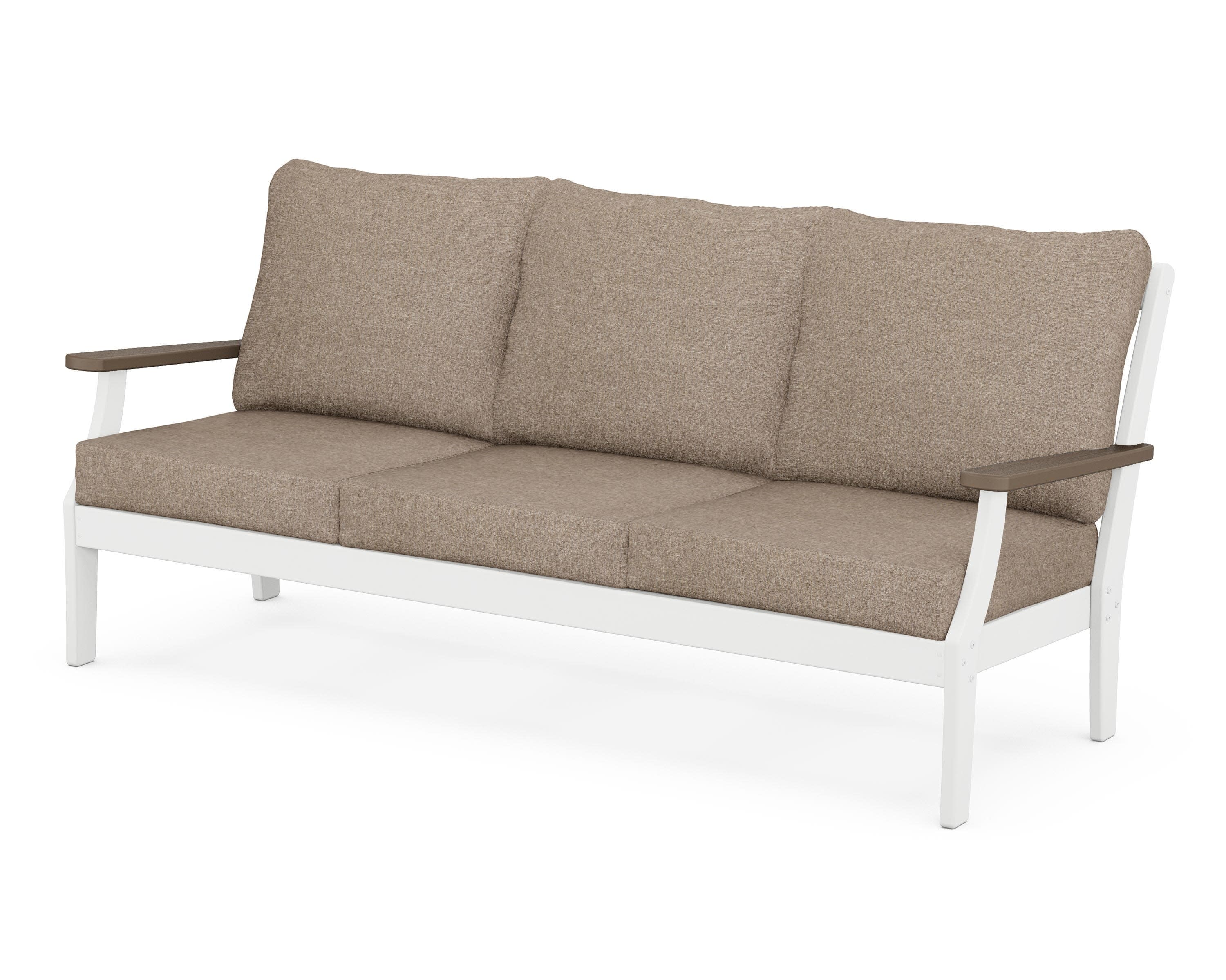 Braxton Deep Seating Sofa in White / Kona / Spiced Burlap