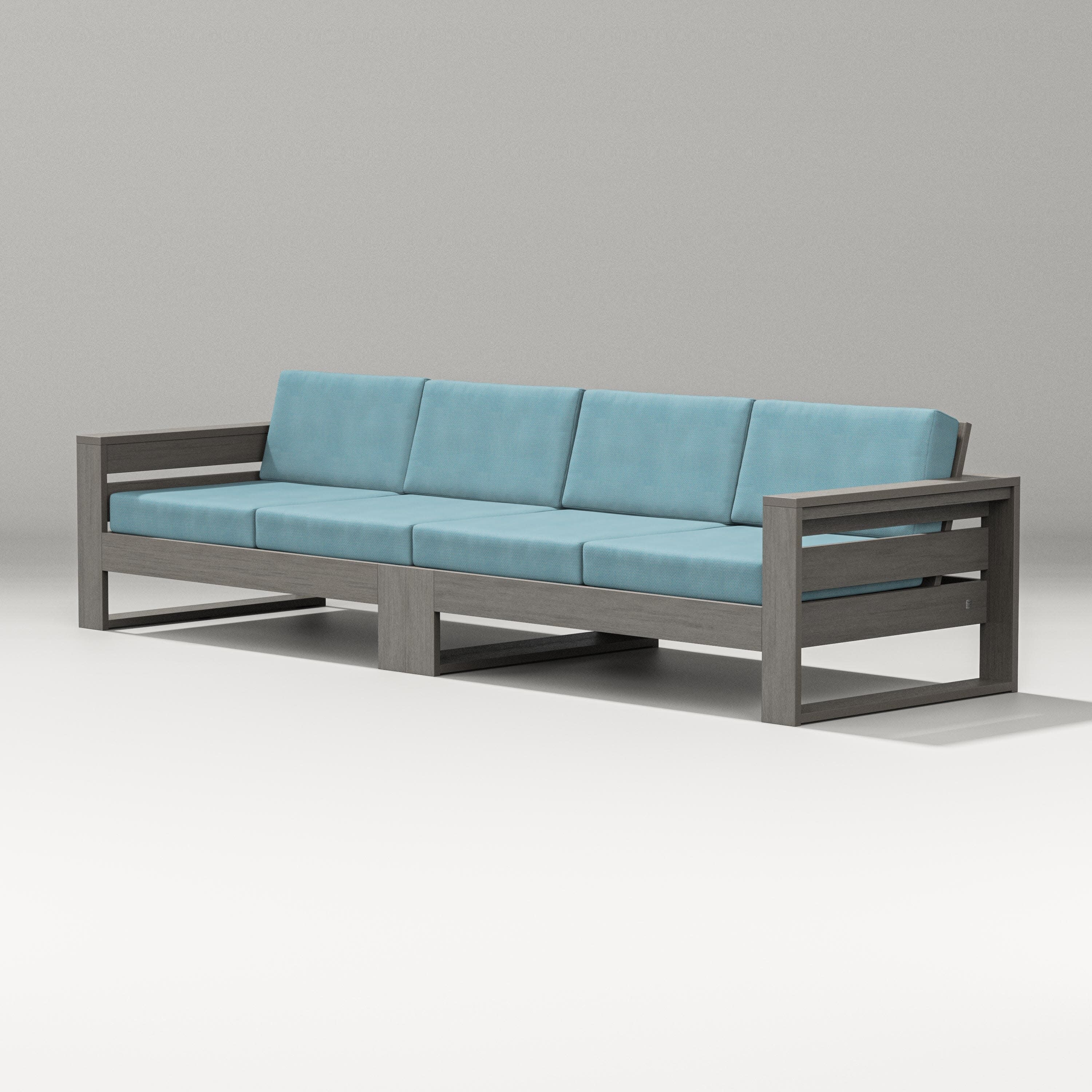 Latitude Straight Sectional in Driftwood / Lattice Sky Blue