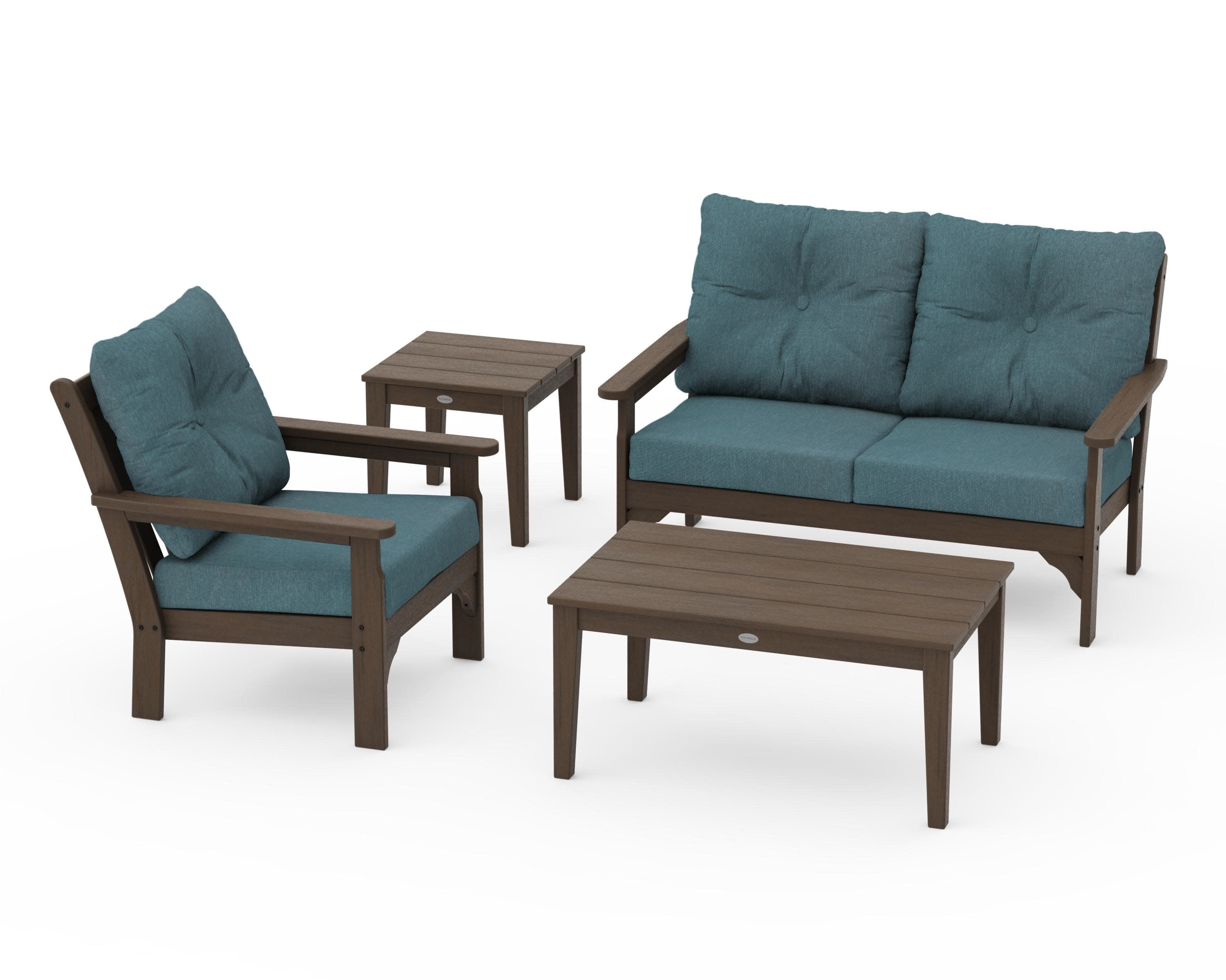 Vineyard 4-Piece Deep Seating Set in Kona / Ocean Teal