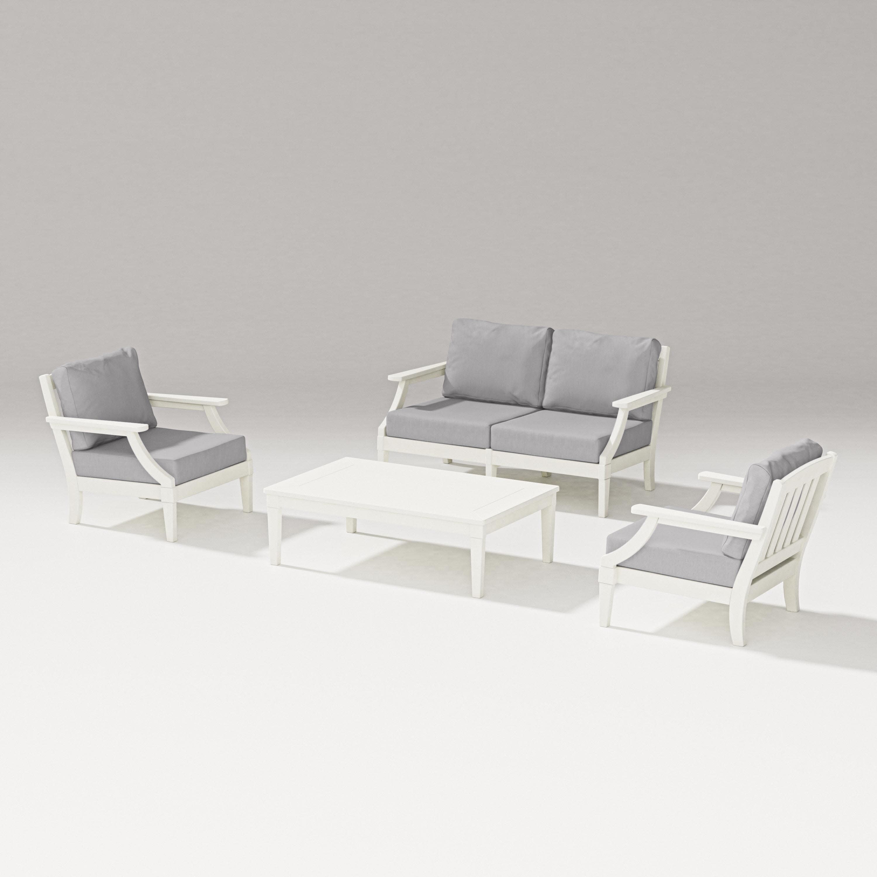 Estate Lounge 4-Piece Loveseat Set in Vintage White / Granite