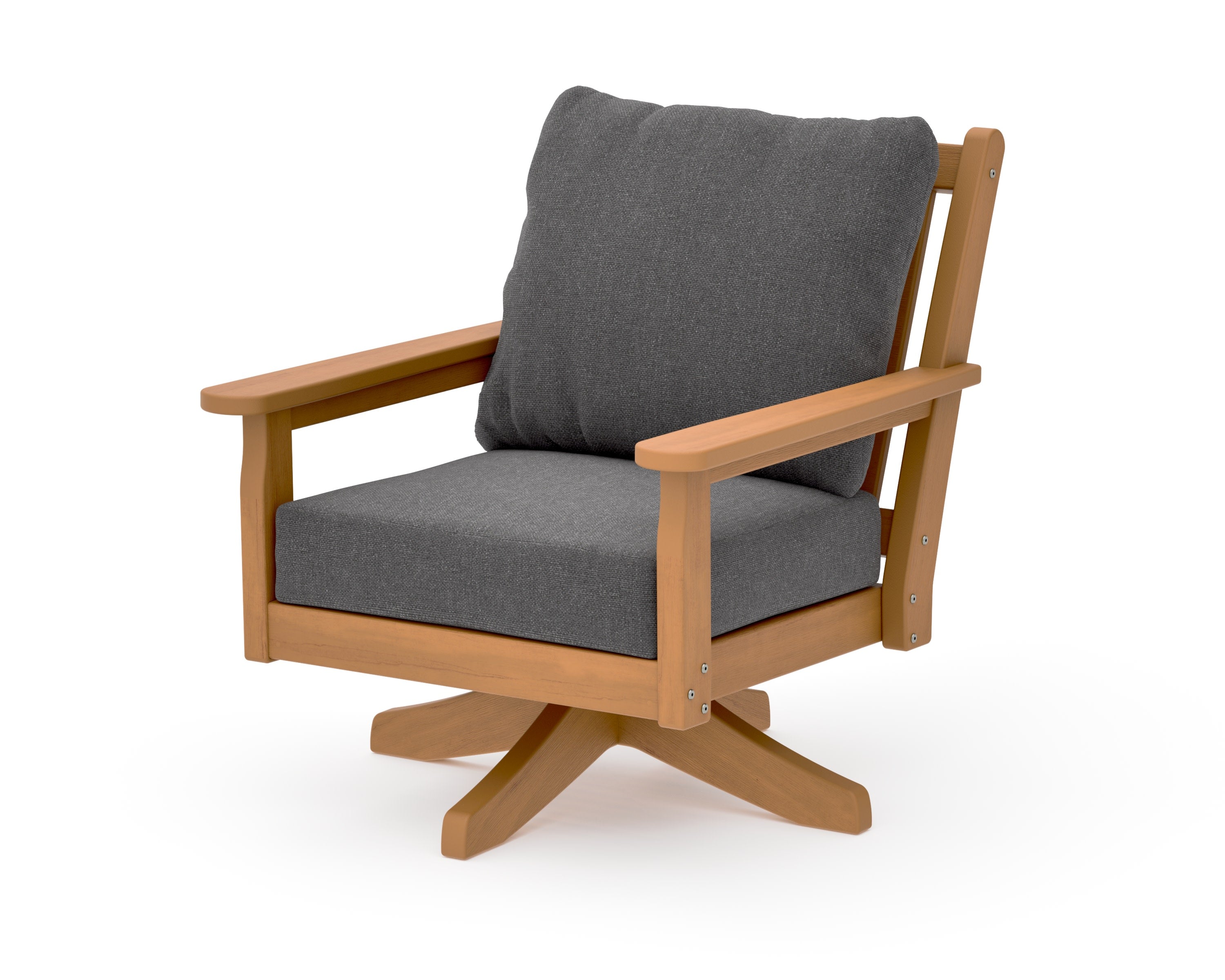 Chippendale Deep Seating Swivel Chair in Natural / Ash Charcoal