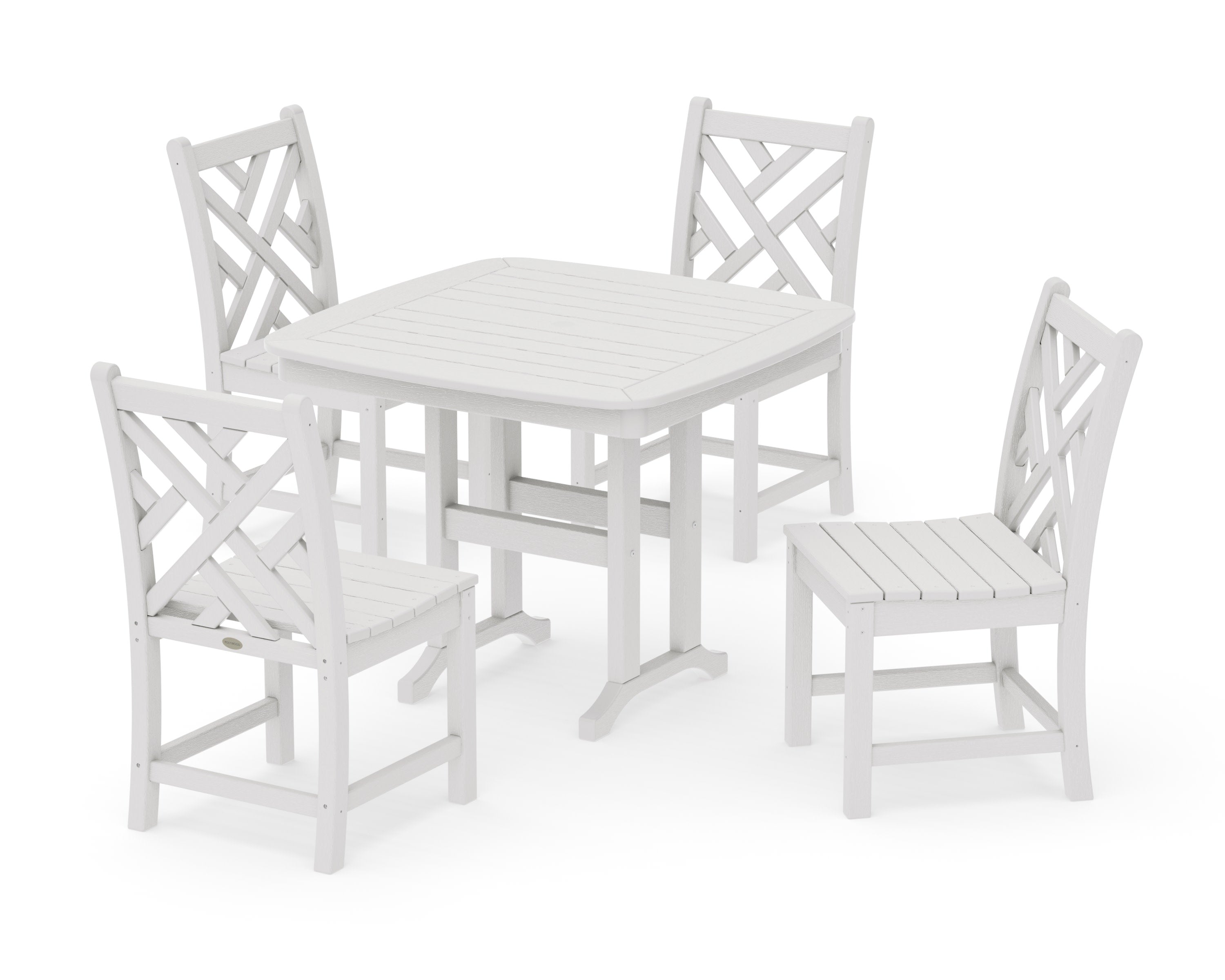 Chippendale 5-Piece Side Chair Dining Set in Vintage White