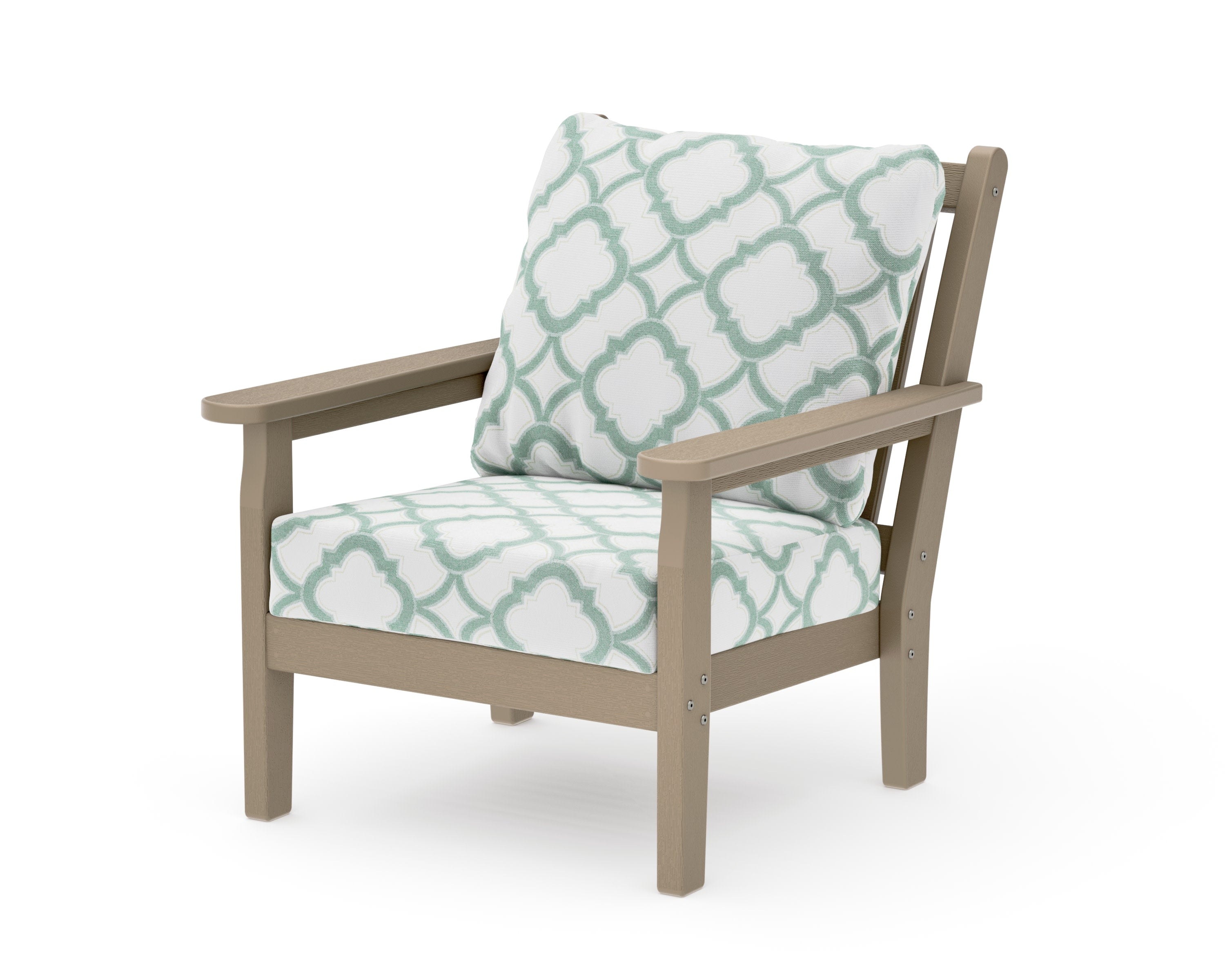 Chippendale Deep Seating Chair in Vintage Sahara / Trellis Glacier Spa
