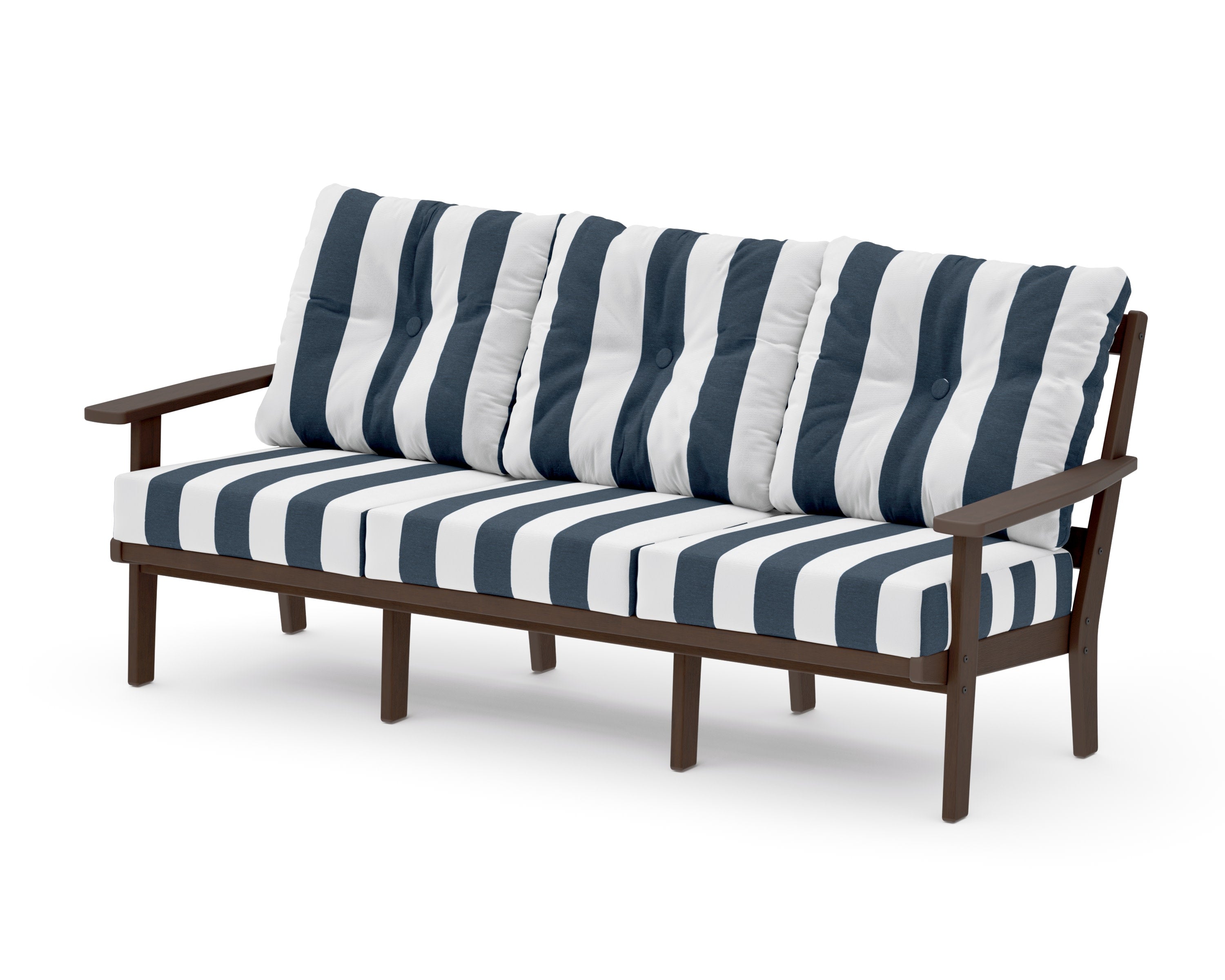 Oxford Deep Seating Sofa in Kona / Cabana Stripe Marine Indigo