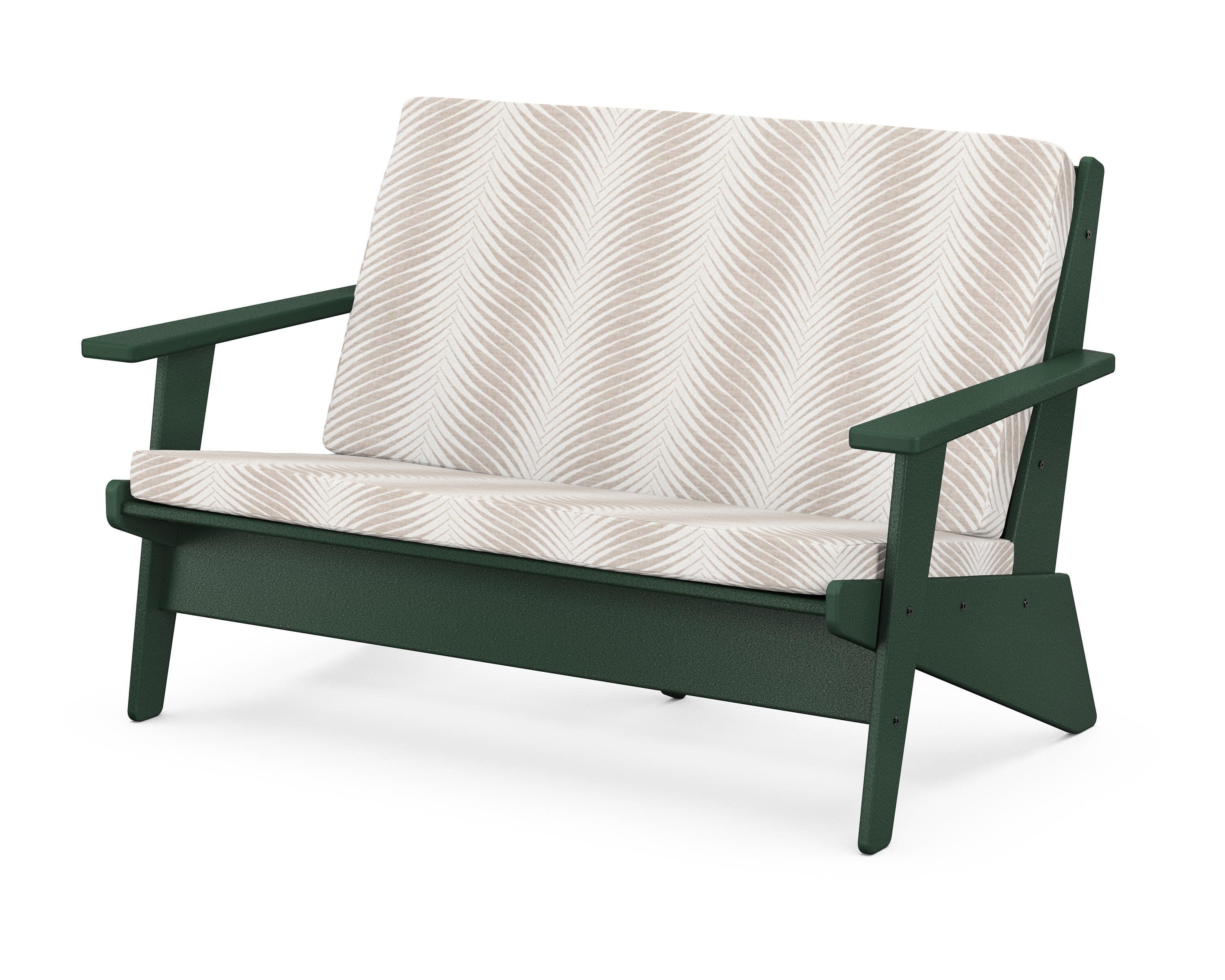 Riviera Modern Lounge Loveseat in Green / Clock Out Cloud