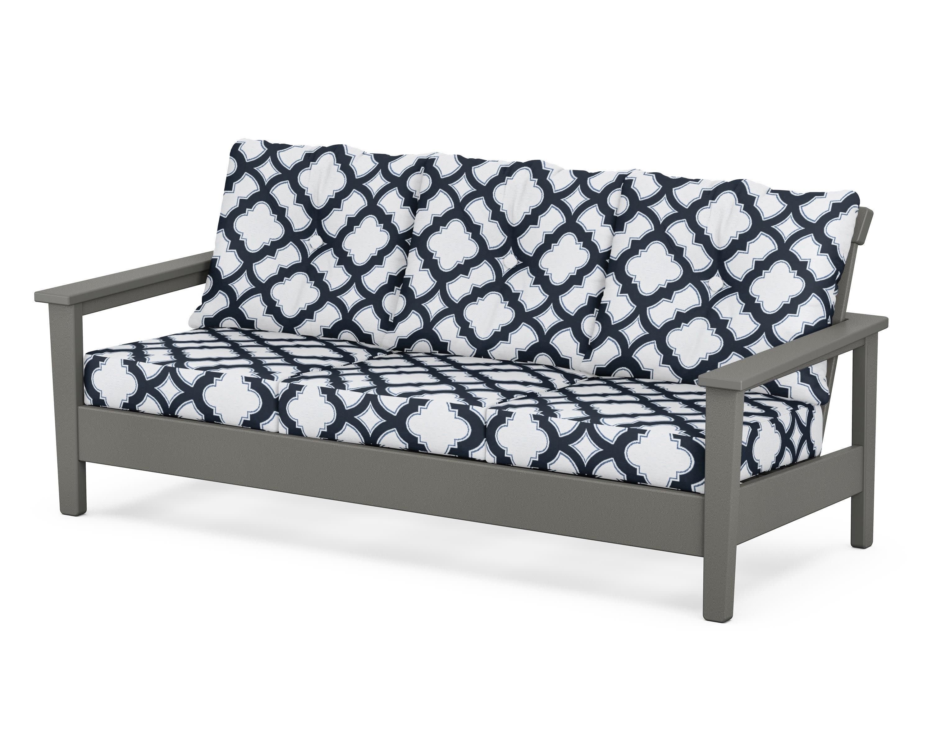 Prescott Deep Seating Sofa in Slate Grey / Trellis Marine Indigo