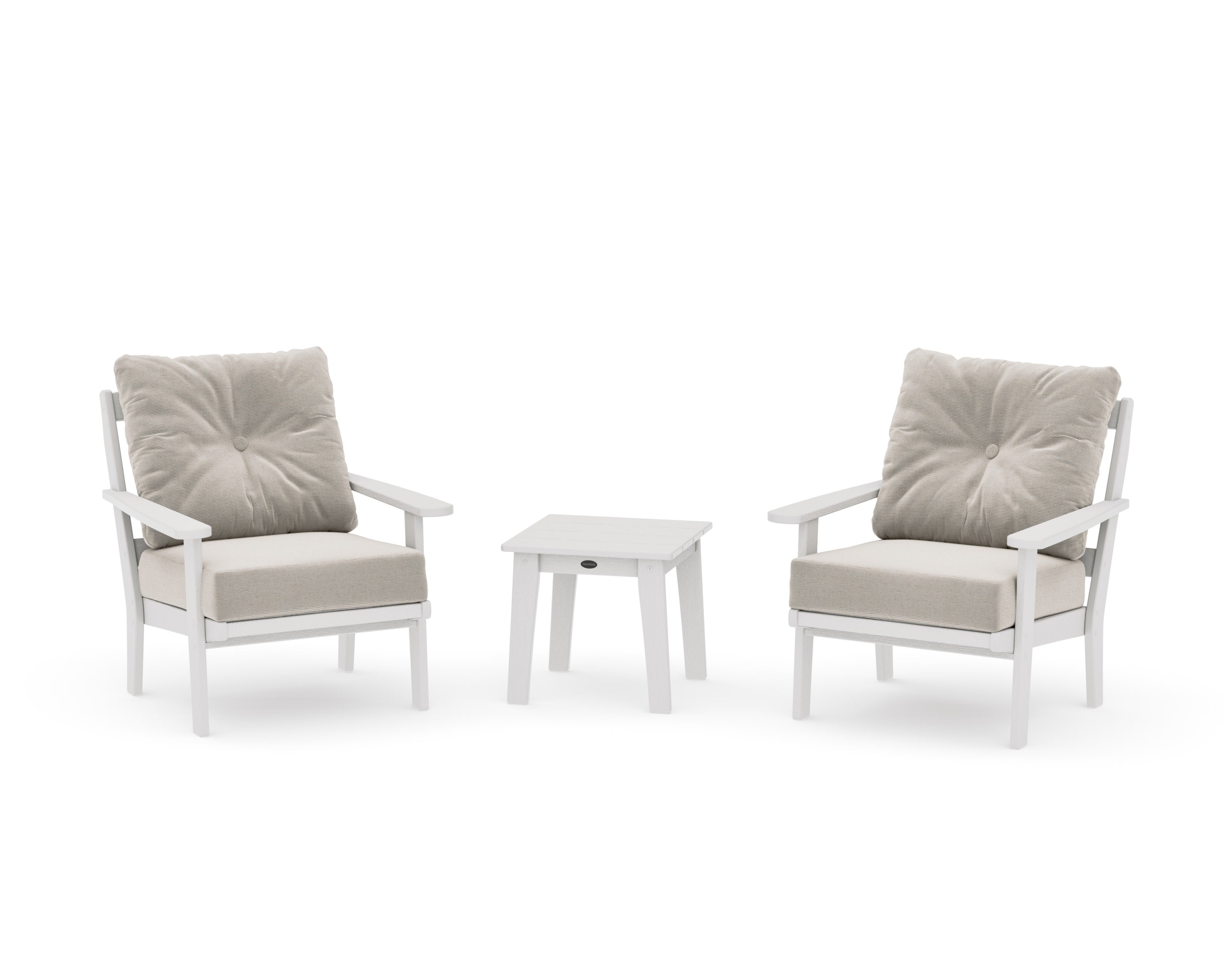 Mission 3-Piece Deep Seating Set in Vintage White / Dune Burlap