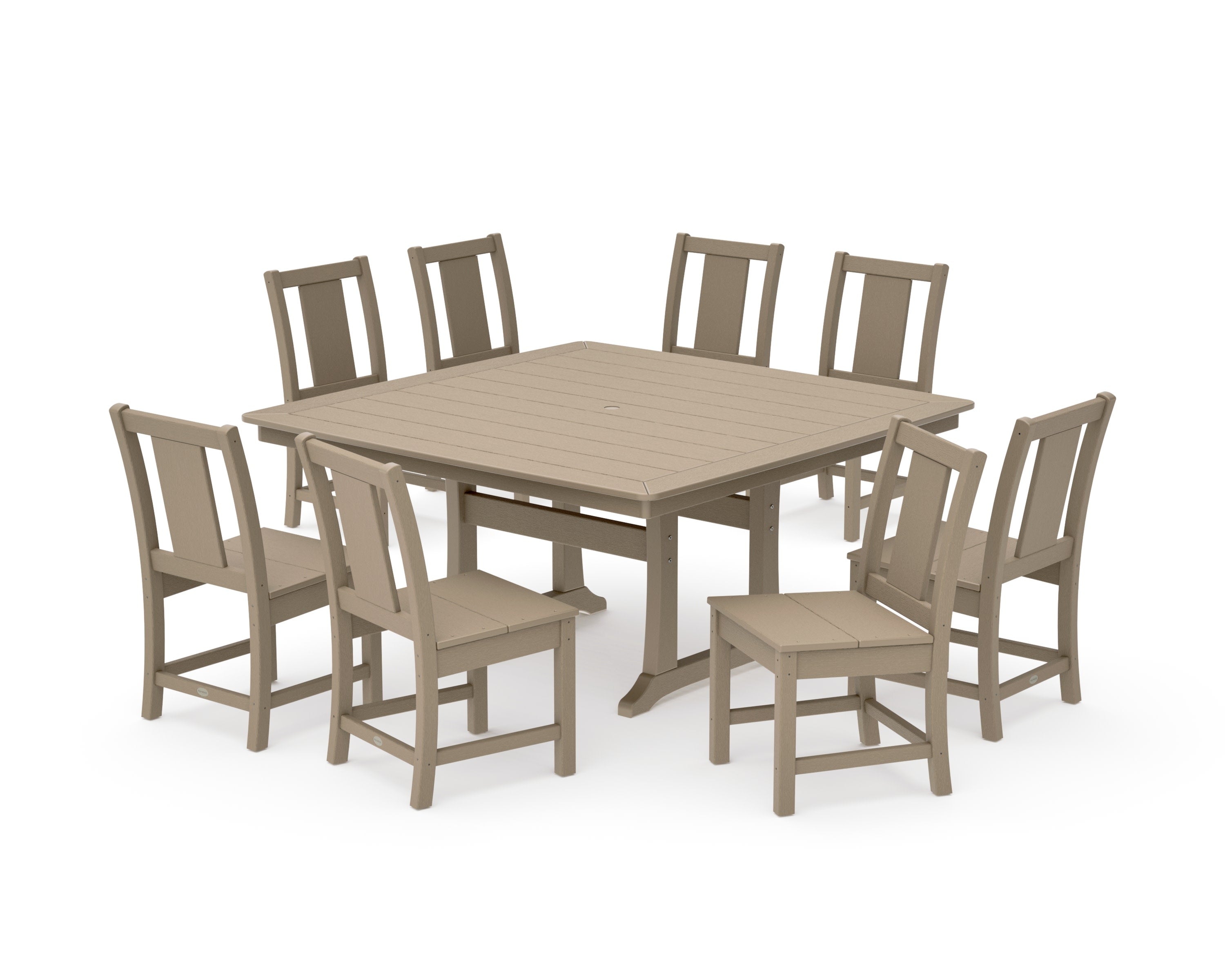 Prairie Side Chair 9-Piece Square Dining Set with Trestle Legs in Vintage Sahara