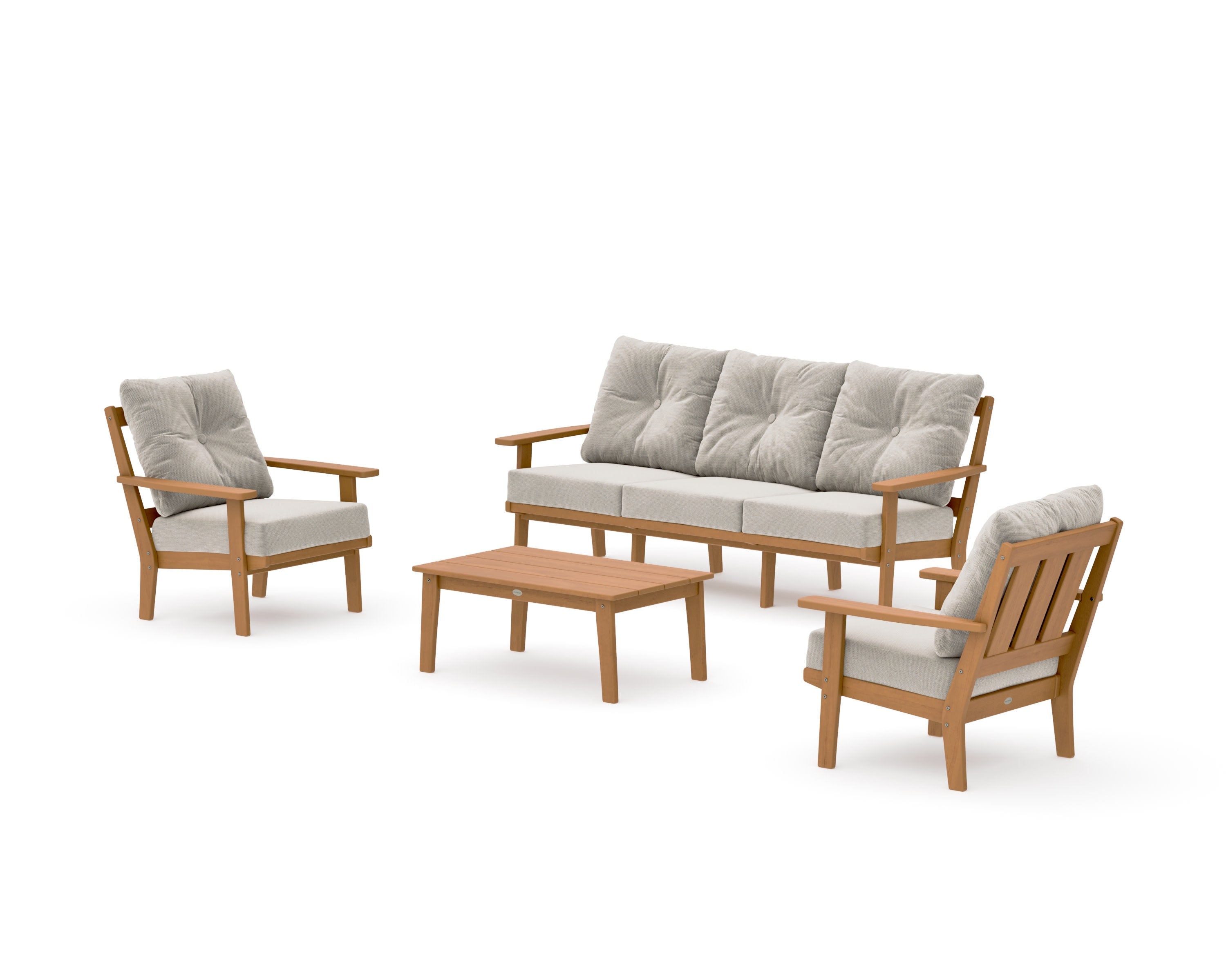 Oxford 4-Piece Deep Seating Set with Sofa in Natural / Dune Burlap