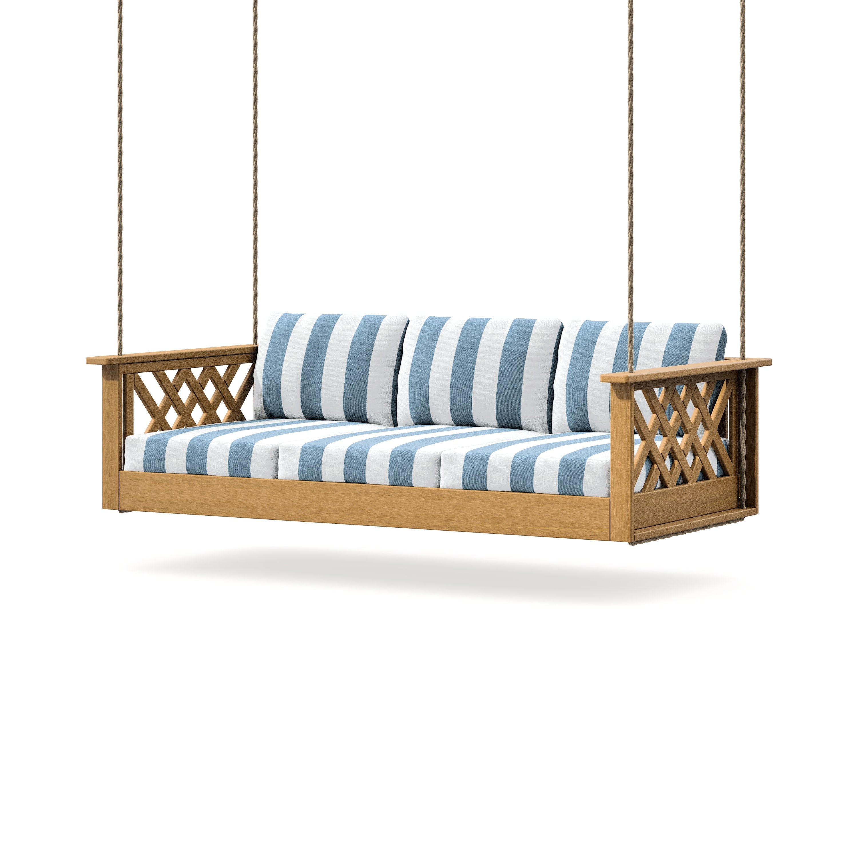 Wovendale Daybed Swing in Natural / Cabana Stripe Sky Blue