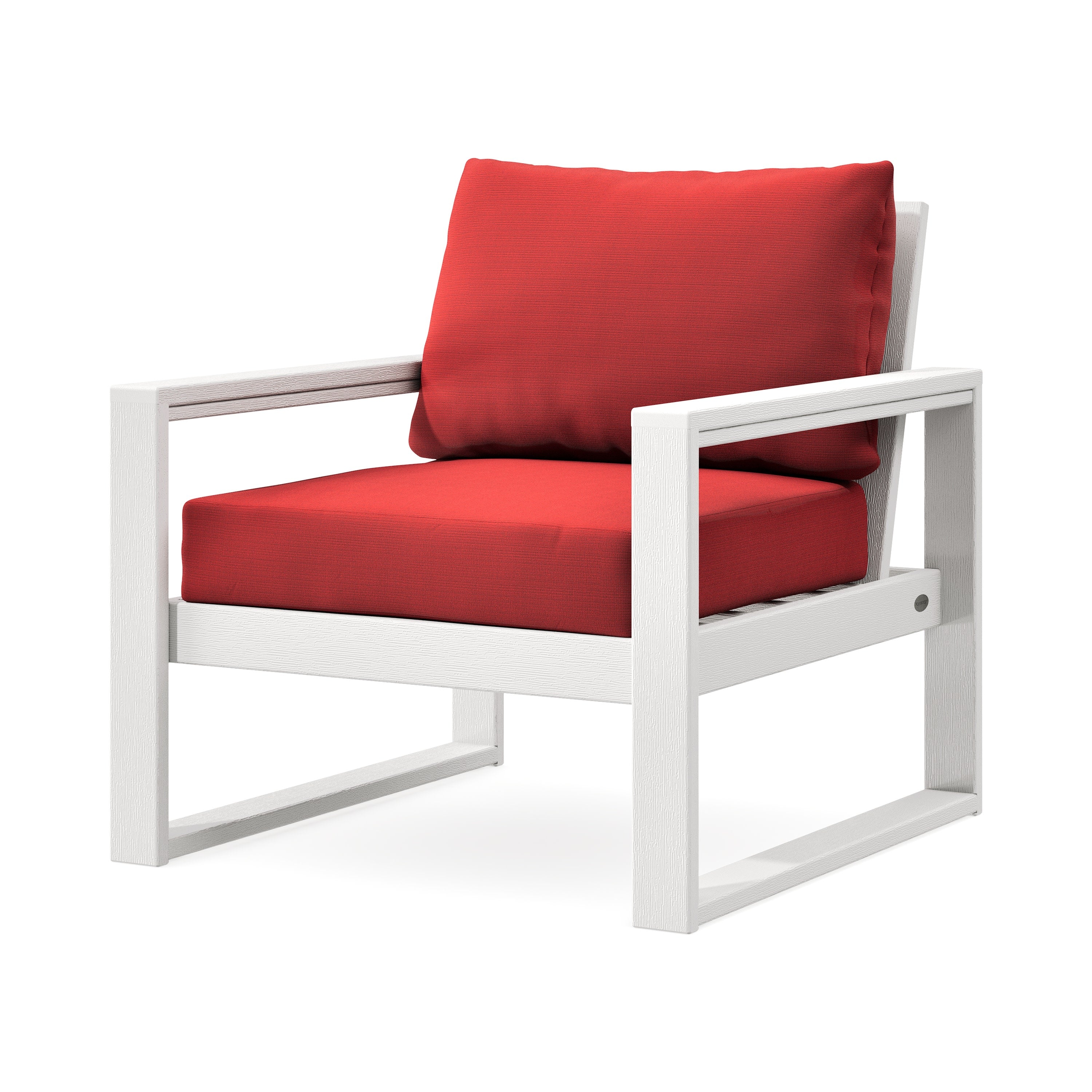EDGE Club Chair in Vintage White / Crimson Linen