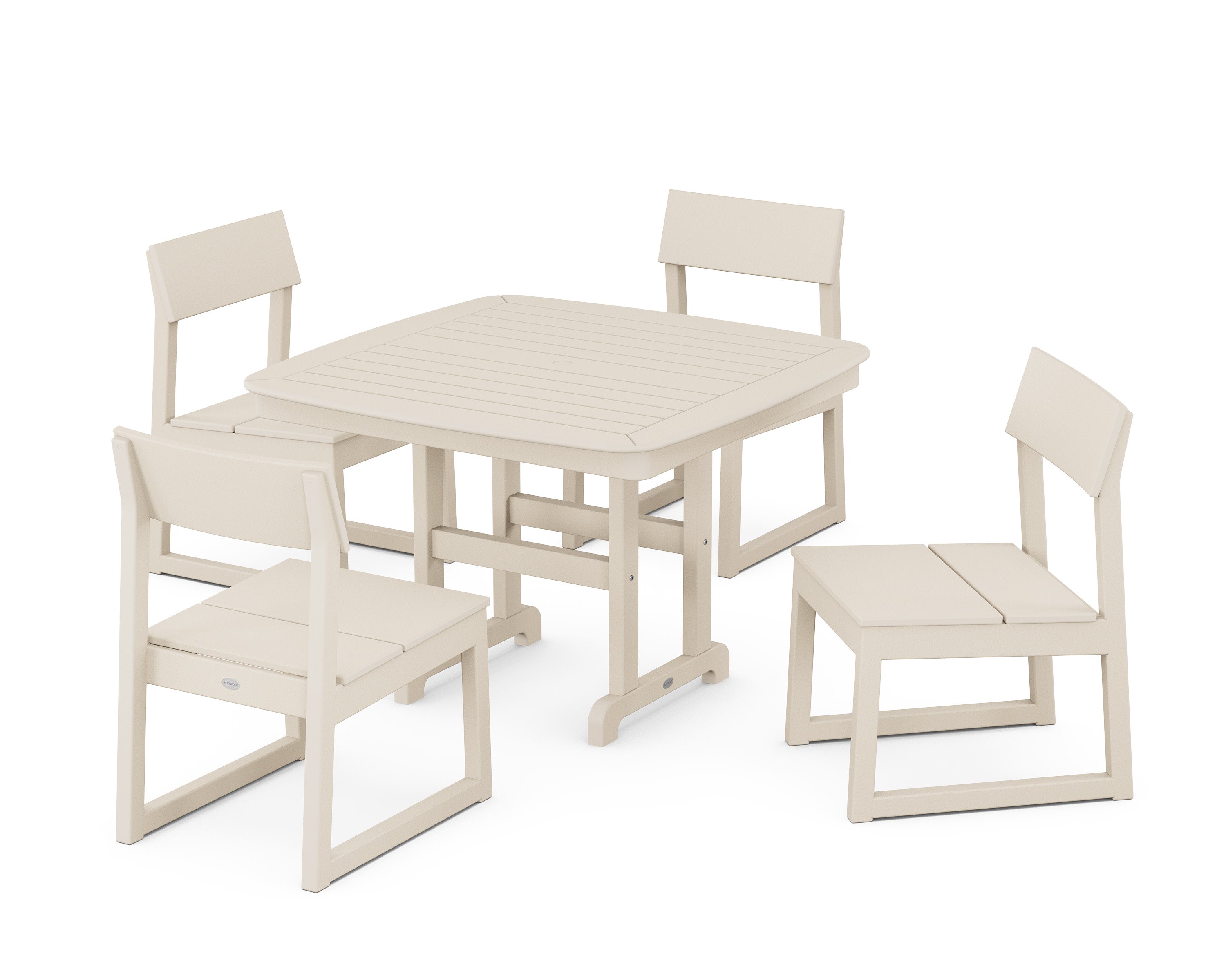 EDGE Side Chair 5-Piece Dining Set with Trestle Legs in Sand