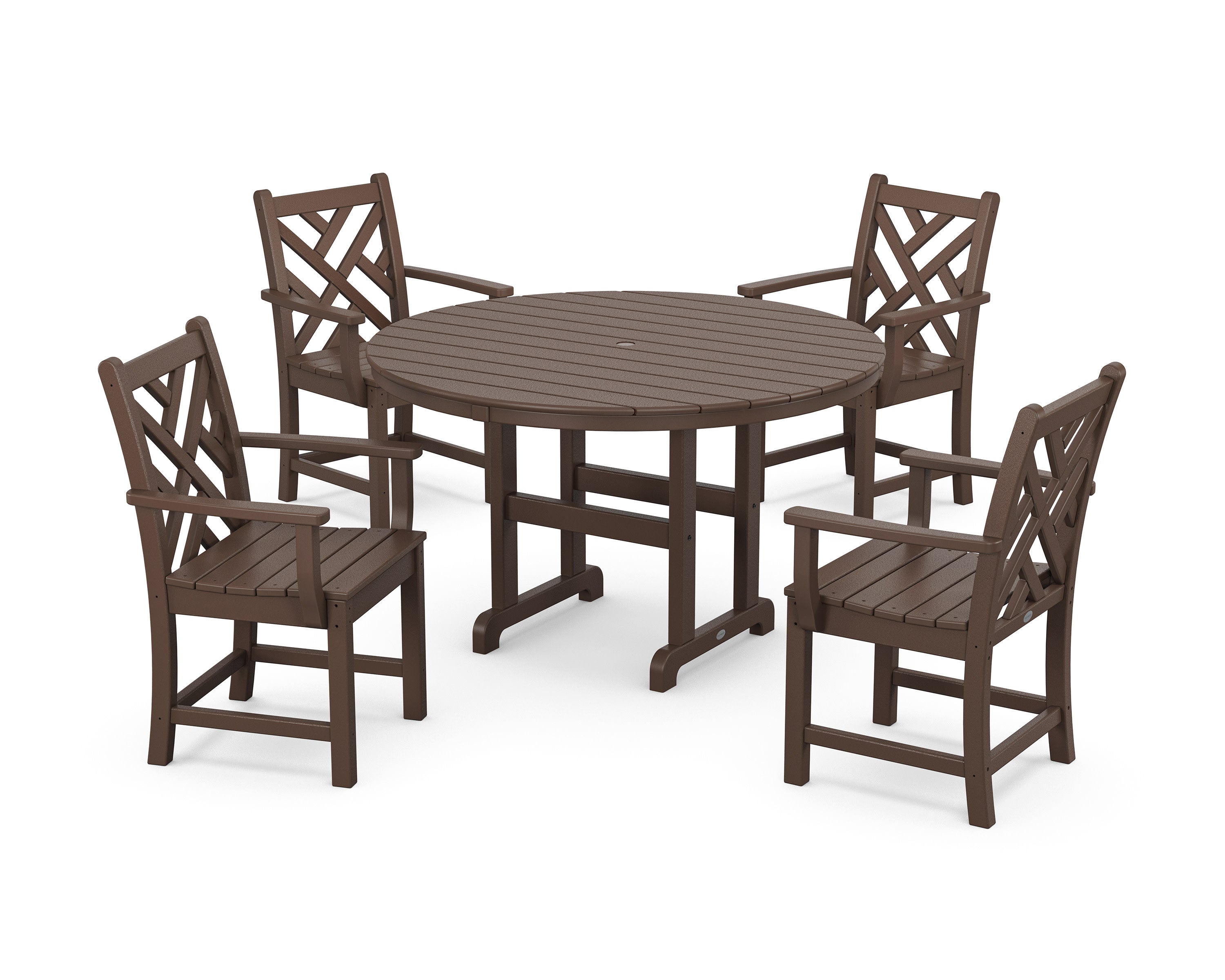 Chippendale 5-Piece Round Farmhouse Dining Set in Mahogany