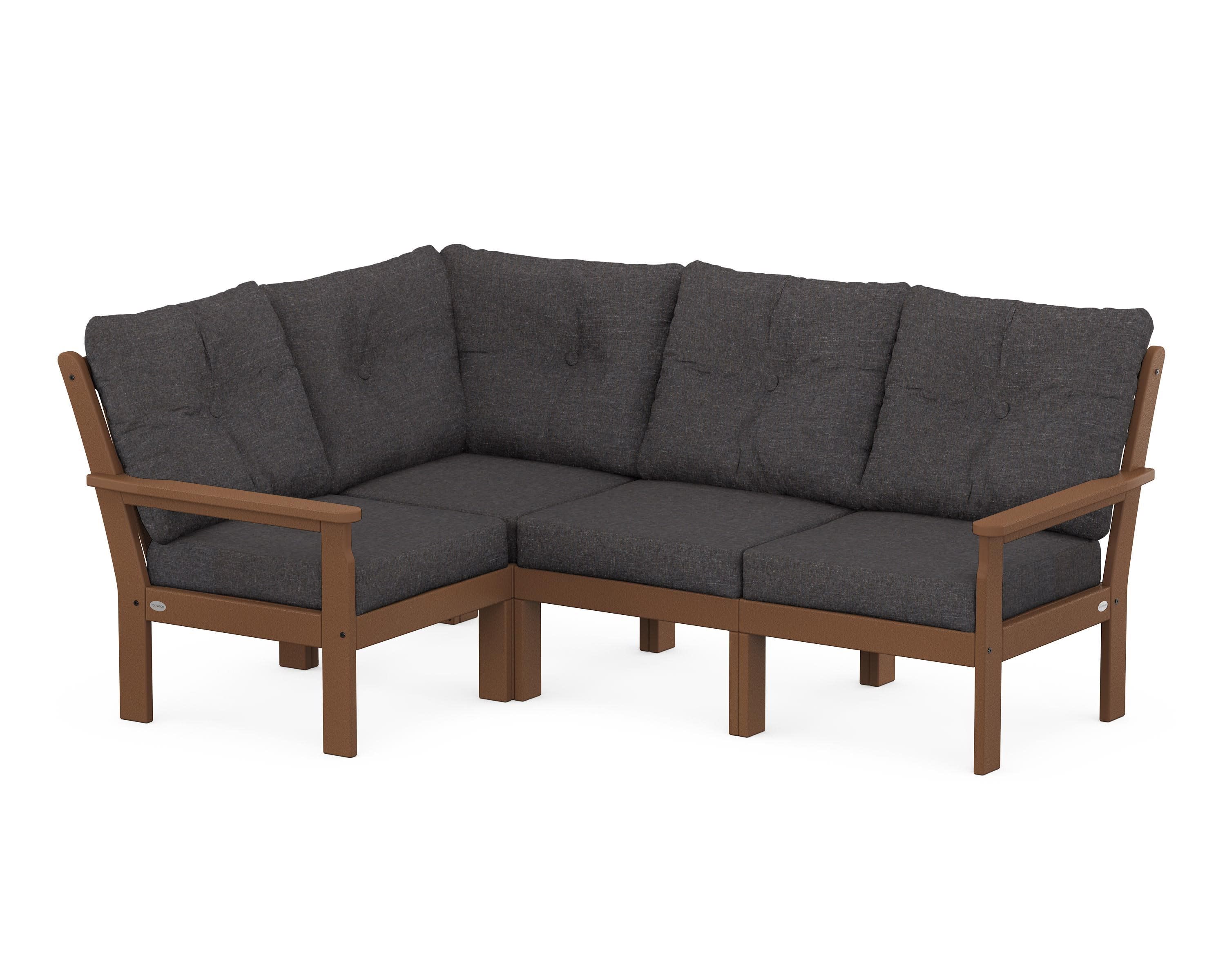 Vineyard 4-Piece Sectional in Teak / Ash Charcoal