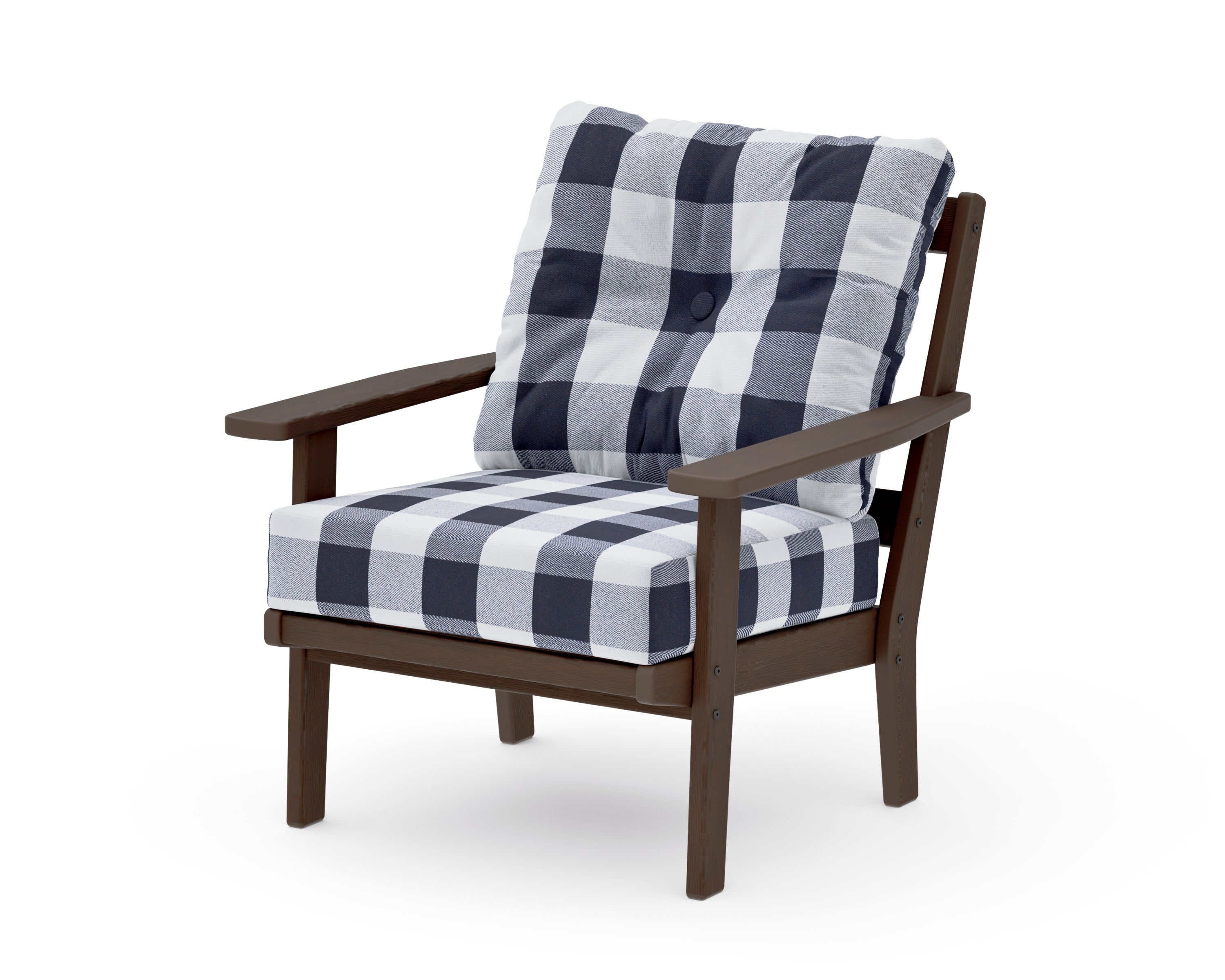 Prairie Deep Seating Chair in Kona / Buffalo Plaid Navy