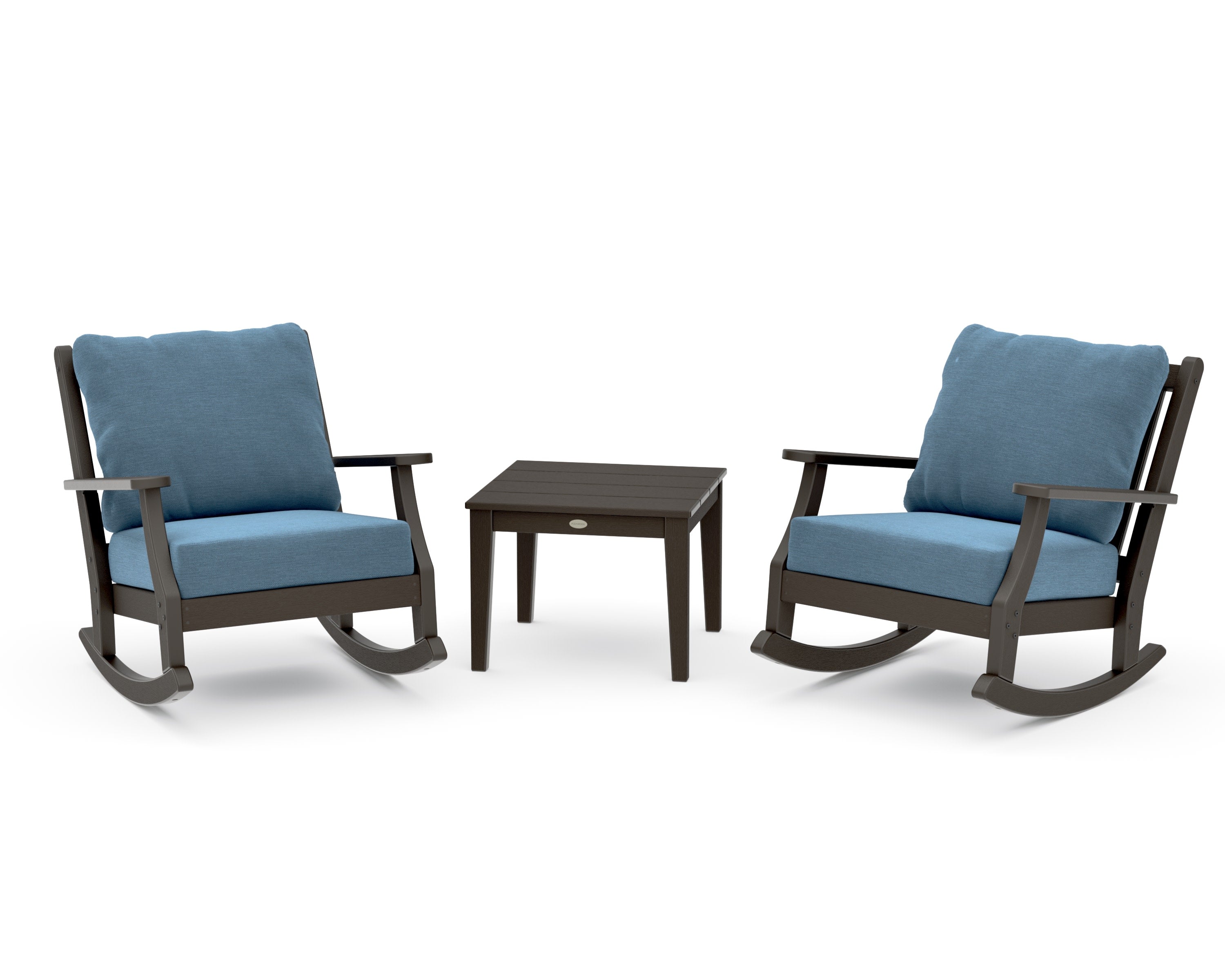 Wovendale 3-Piece Deep Seating Rocker Set in Vintage Coffee / Sky Blue