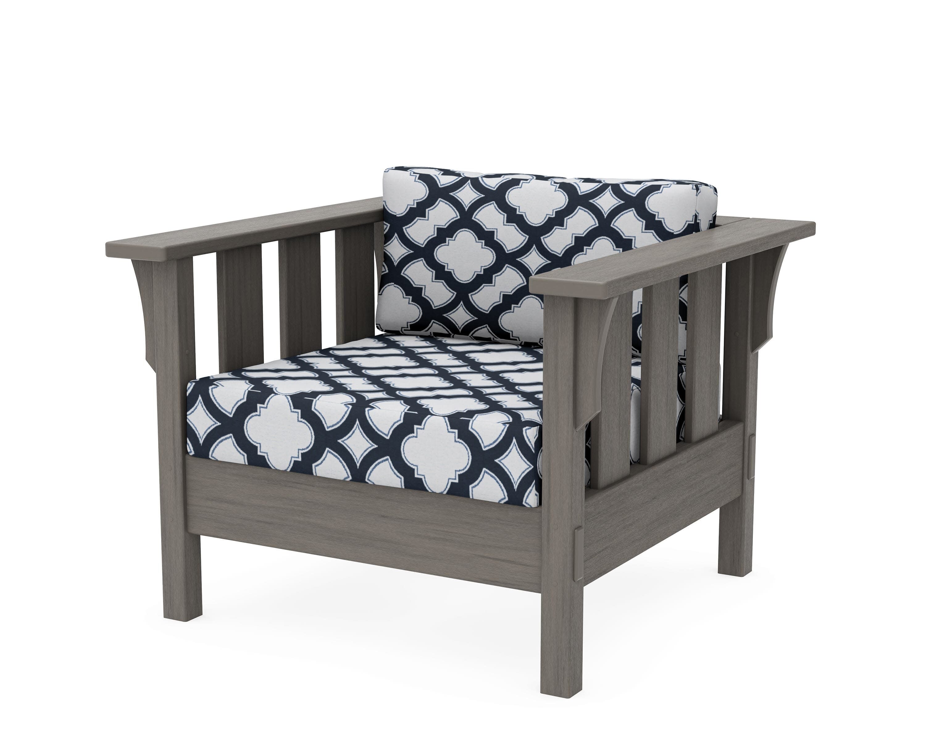 Acadia Deep Seating Chair in Driftwood / Trellis Marine Indigo